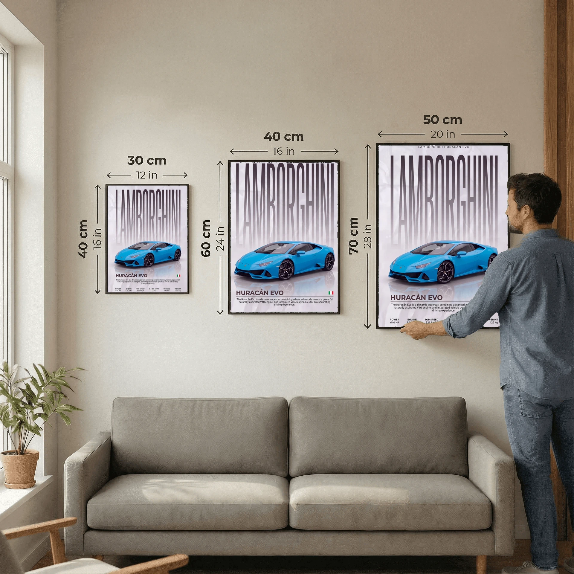 Blue Lamborghini Huracán EVO Poster – Modern Supercar Wall Art