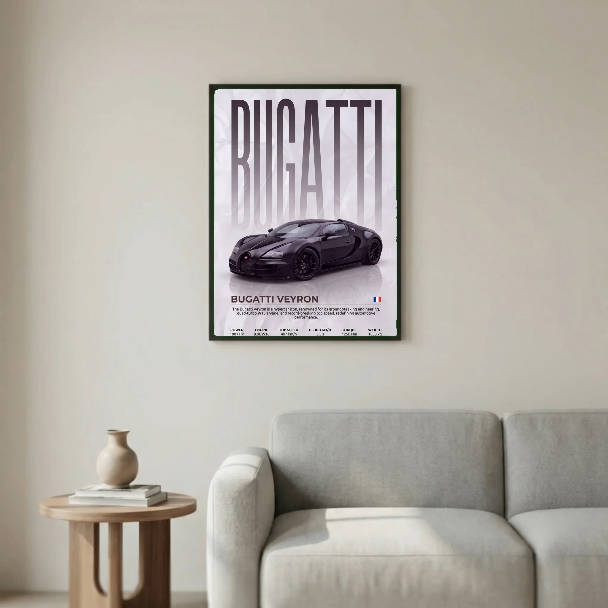 Bugatti Veyron Poster – Modern Hypercar Wall Art