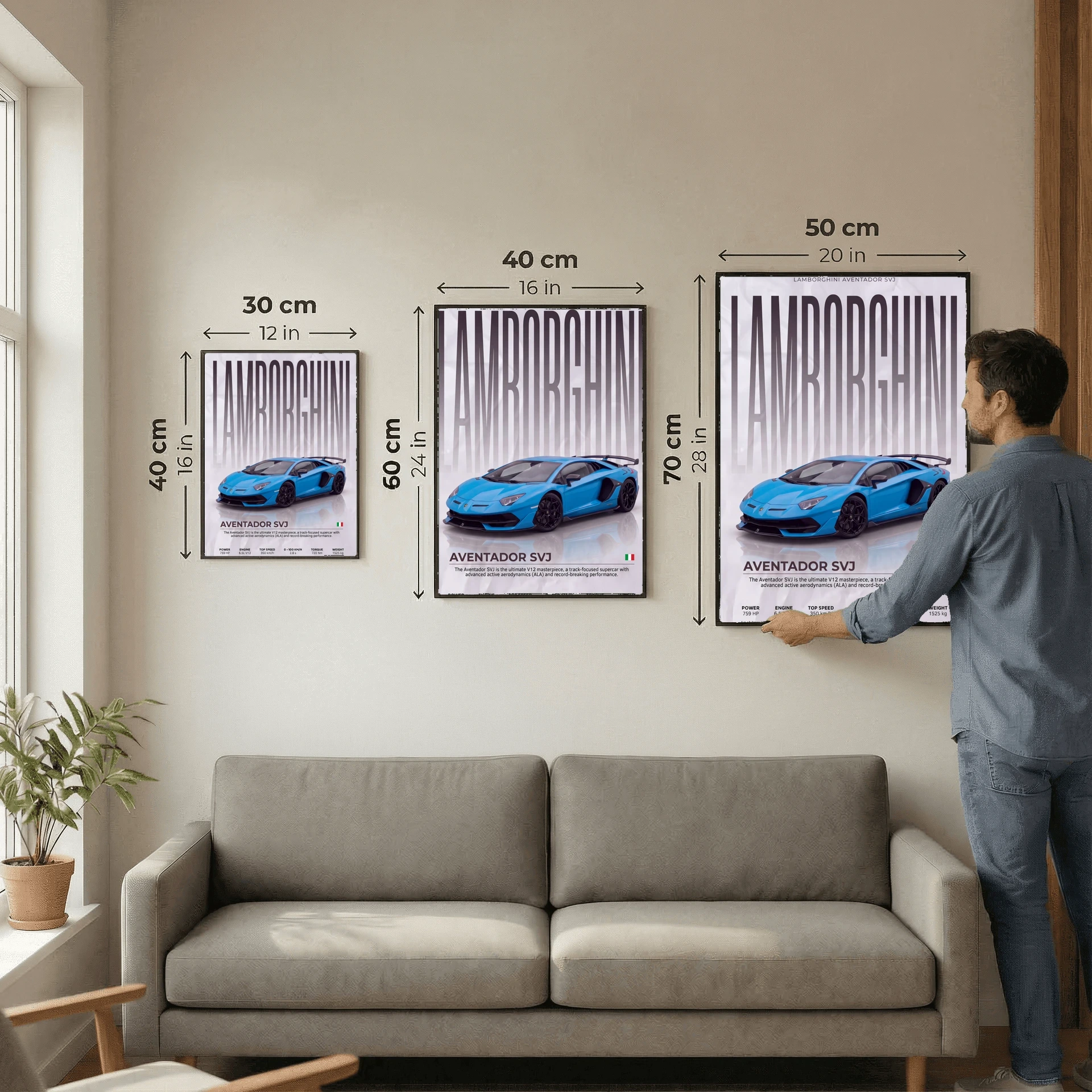 Blue Lamborghini Aventador SVJ Poster – Modern Supercar Wall Art
