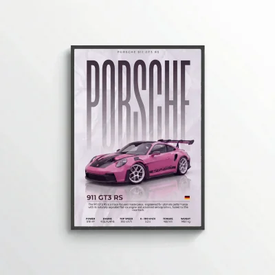 Pink Porsche 911 GT3 RS Poster – Modern Supercar Wall Art