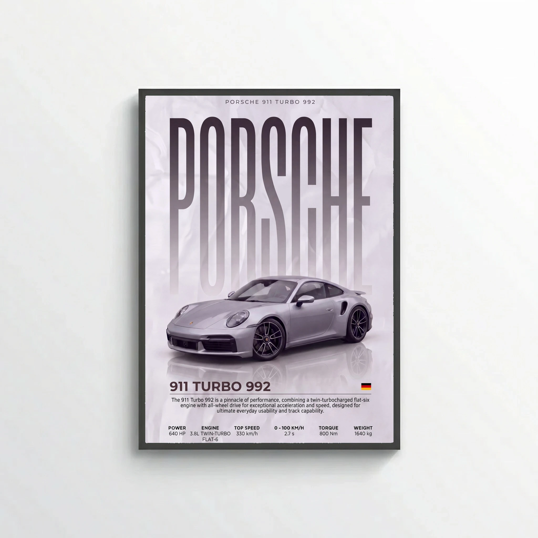 Porsche 911 Turbo S 992 Poster – Modern Supercar Wall Art