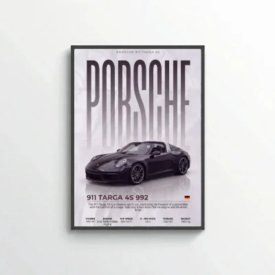 Porsche 911 Targa 4S 992 Poster – Modern Sports Car Wall Art