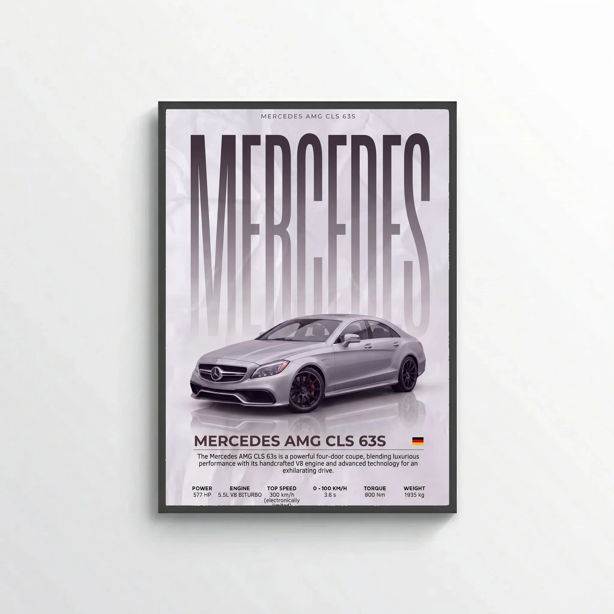 Mercedes AMG CLS 63 S Poster – Modern Performance Sedan Wall Art