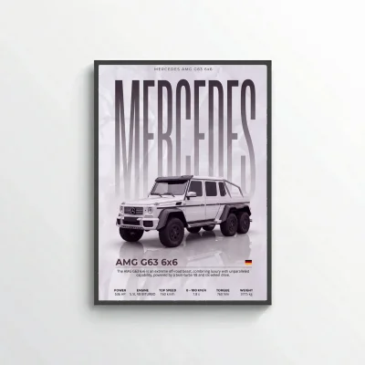 White Mercedes AMG G63 6x6 Poster – Modern Offroad Beast Wall Art