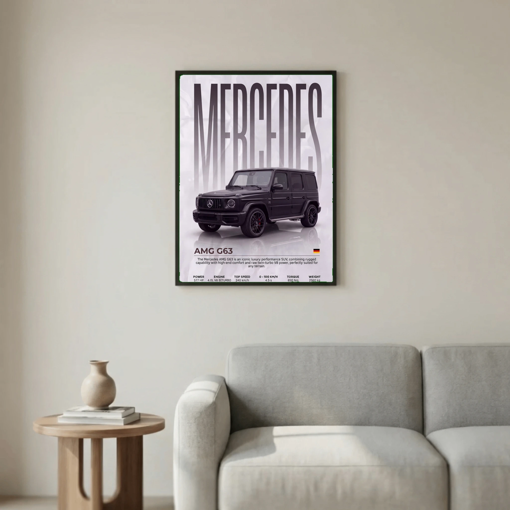 Black Mercedes AMG G63 Poster – Modern Luxury SUV Wall Art