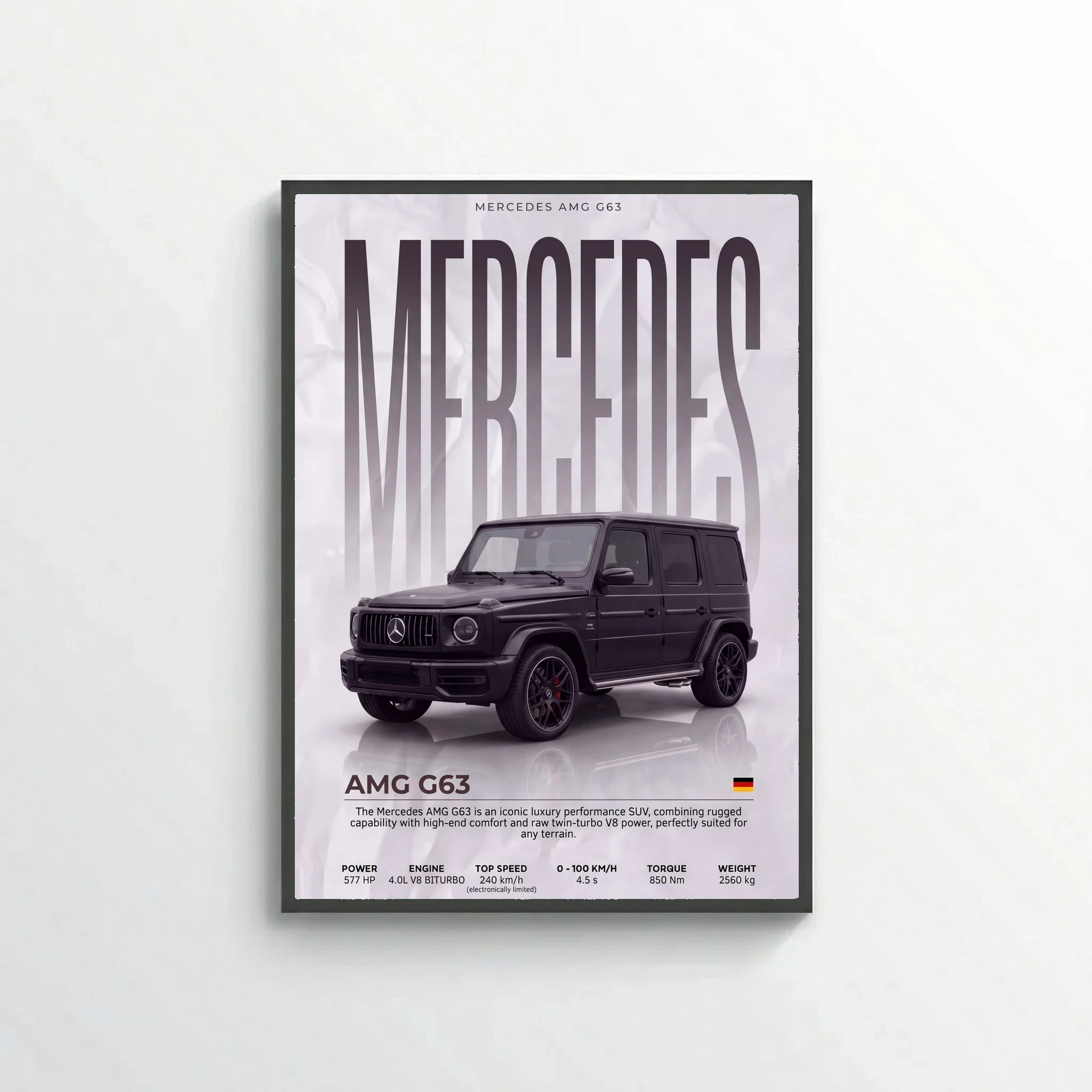 Black Mercedes AMG G63 Poster – Modern Luxury SUV Wall Art