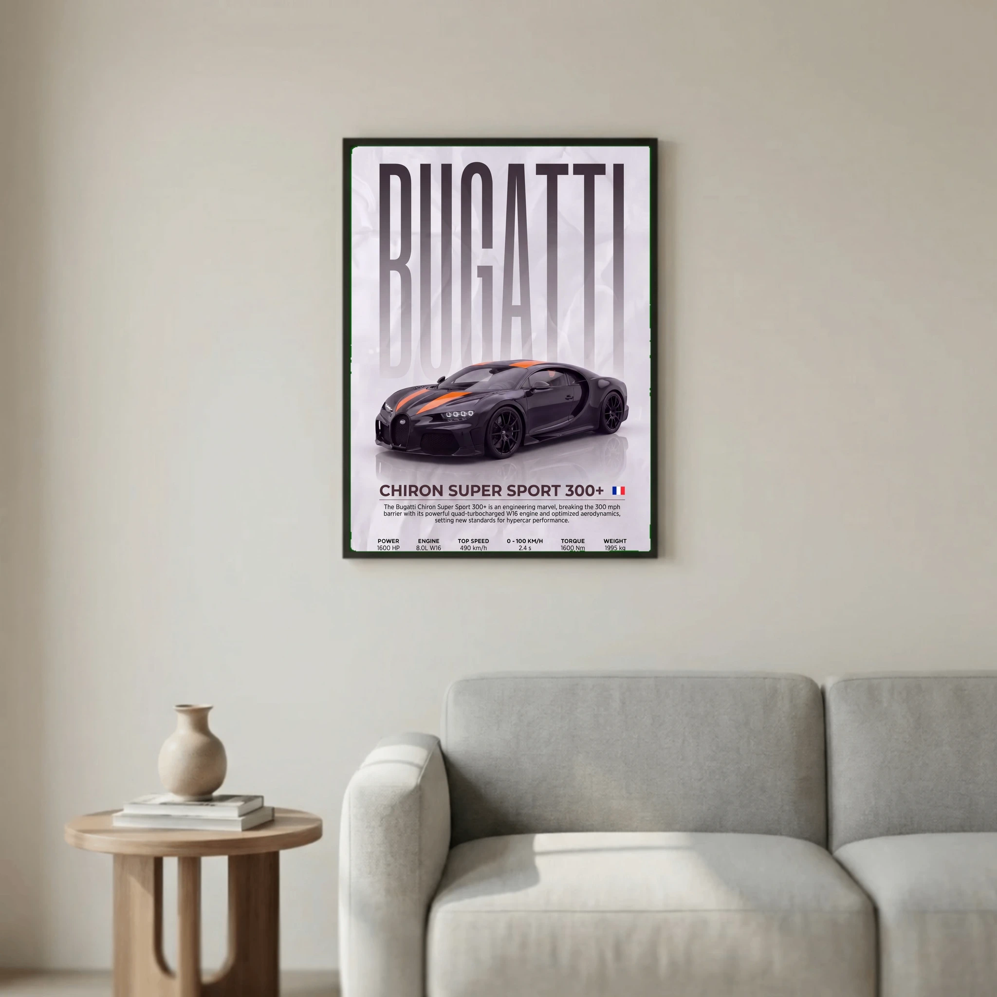 Bugatti Chiron Super Sport 300+ Poster – Modern Hypercar Wall Art