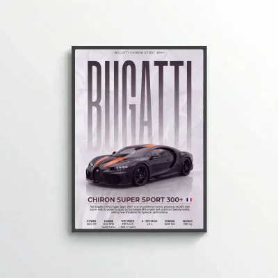 Bugatti Chiron Super Sport 300+ Poster – Modern Hypercar Wall Art