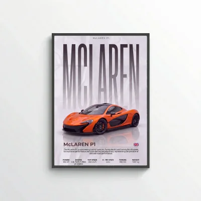 Orange McLaren P1 Poster – Modern Hypercar Wall Art