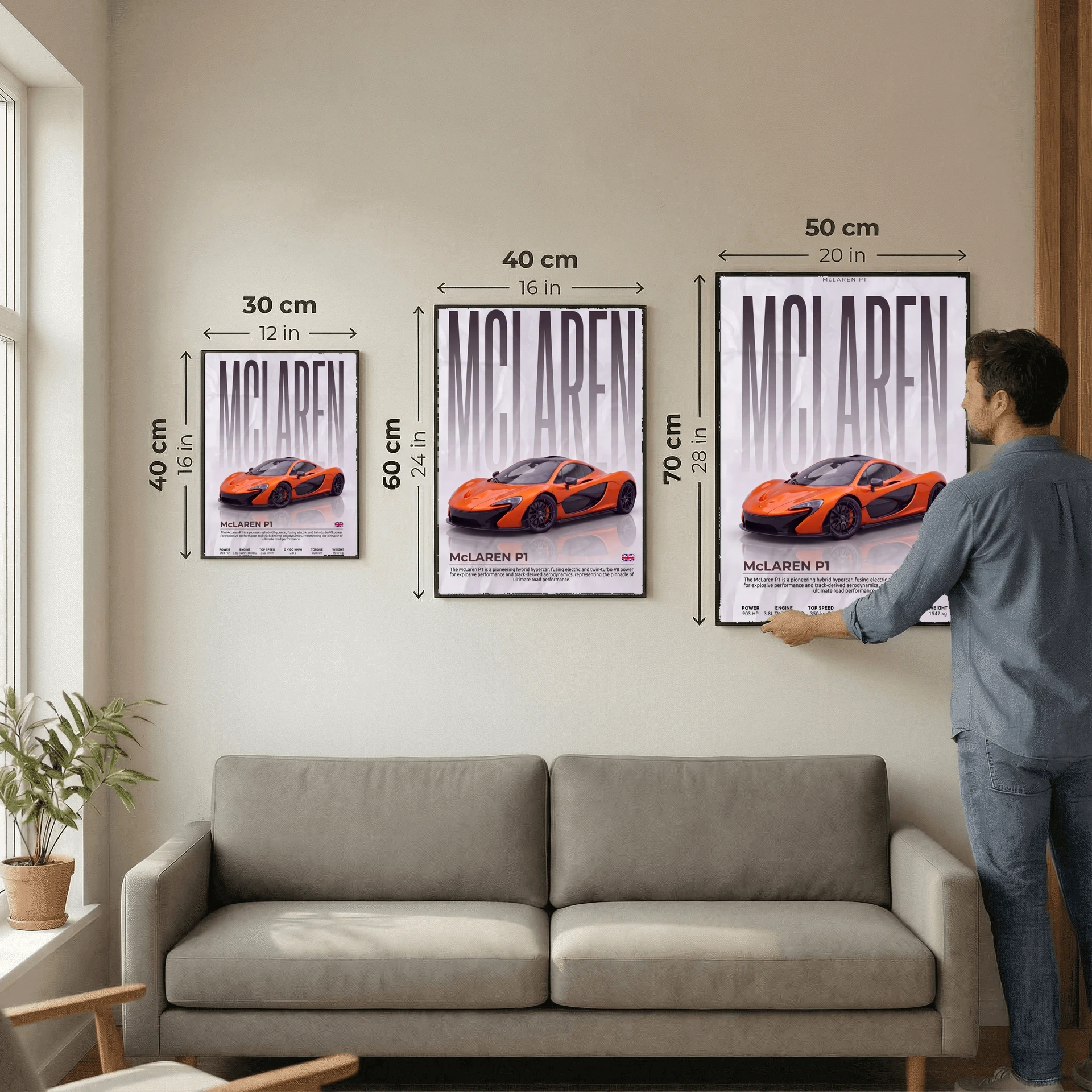 Orange McLaren P1 Poster – Modern Hypercar Wall Art