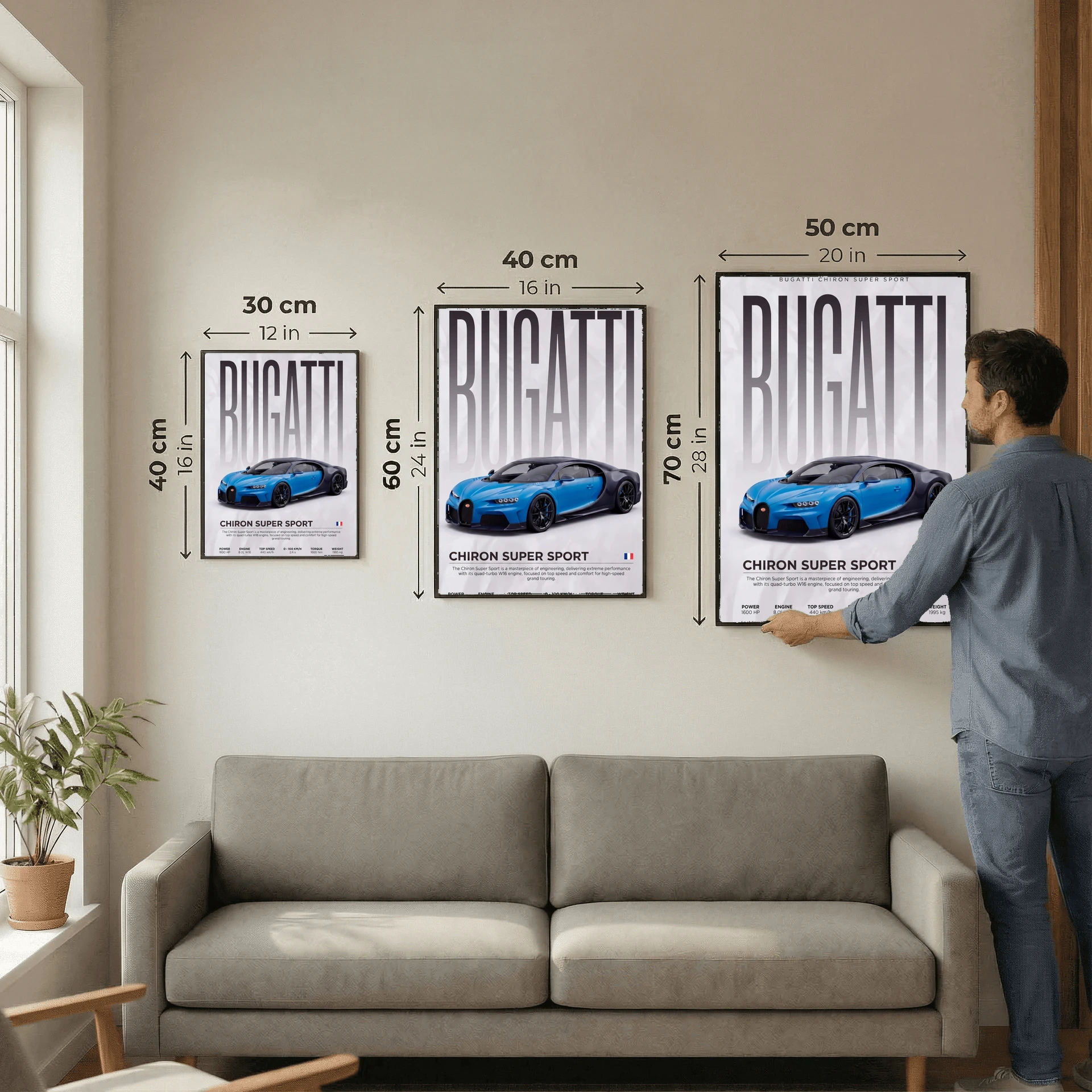 Blue Bugatti Chiron Super Sport 300+ Poster – Modern Hypercar Wall Art