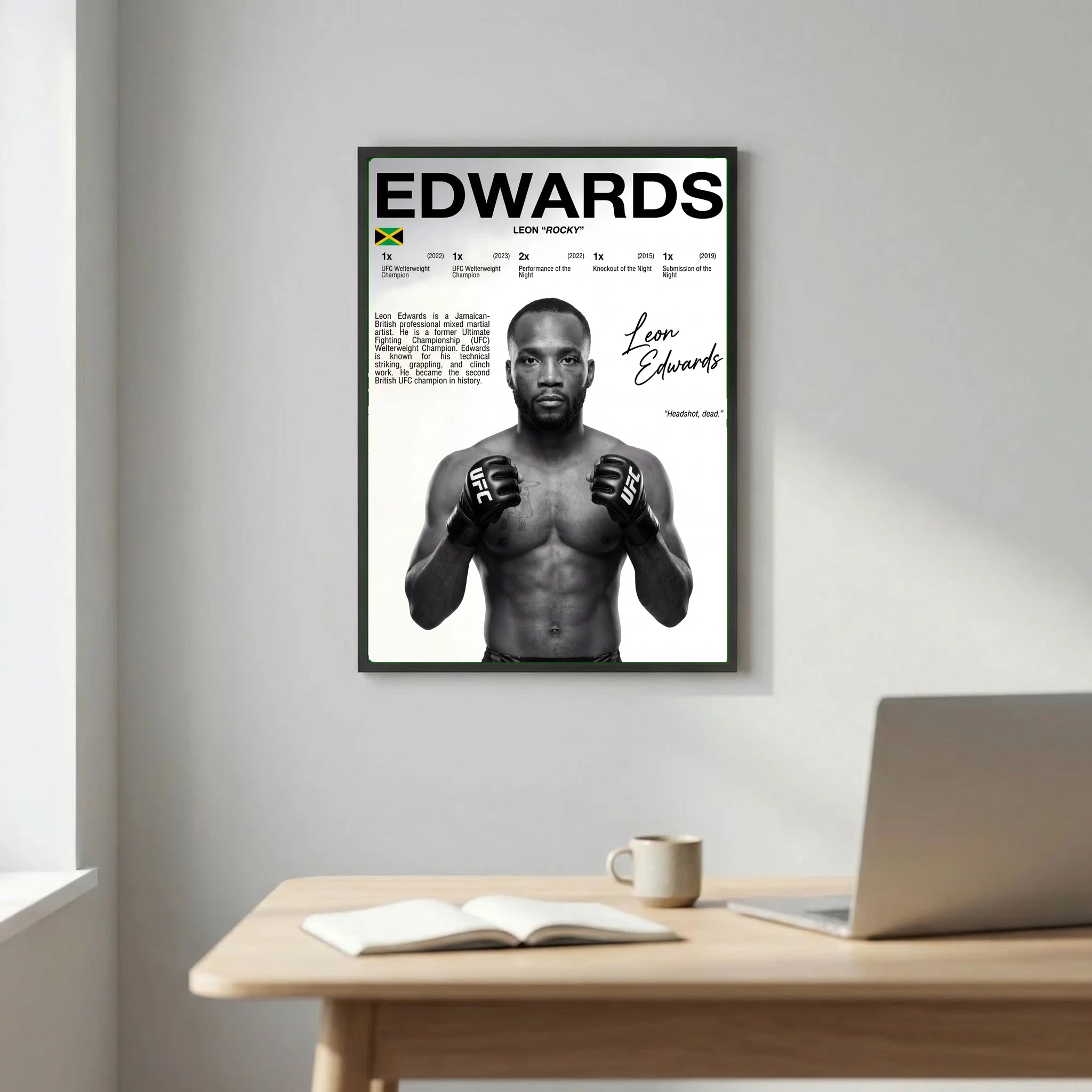 Leon Edwards Rocky Poster – Modern Nature-Inspired Wall Art