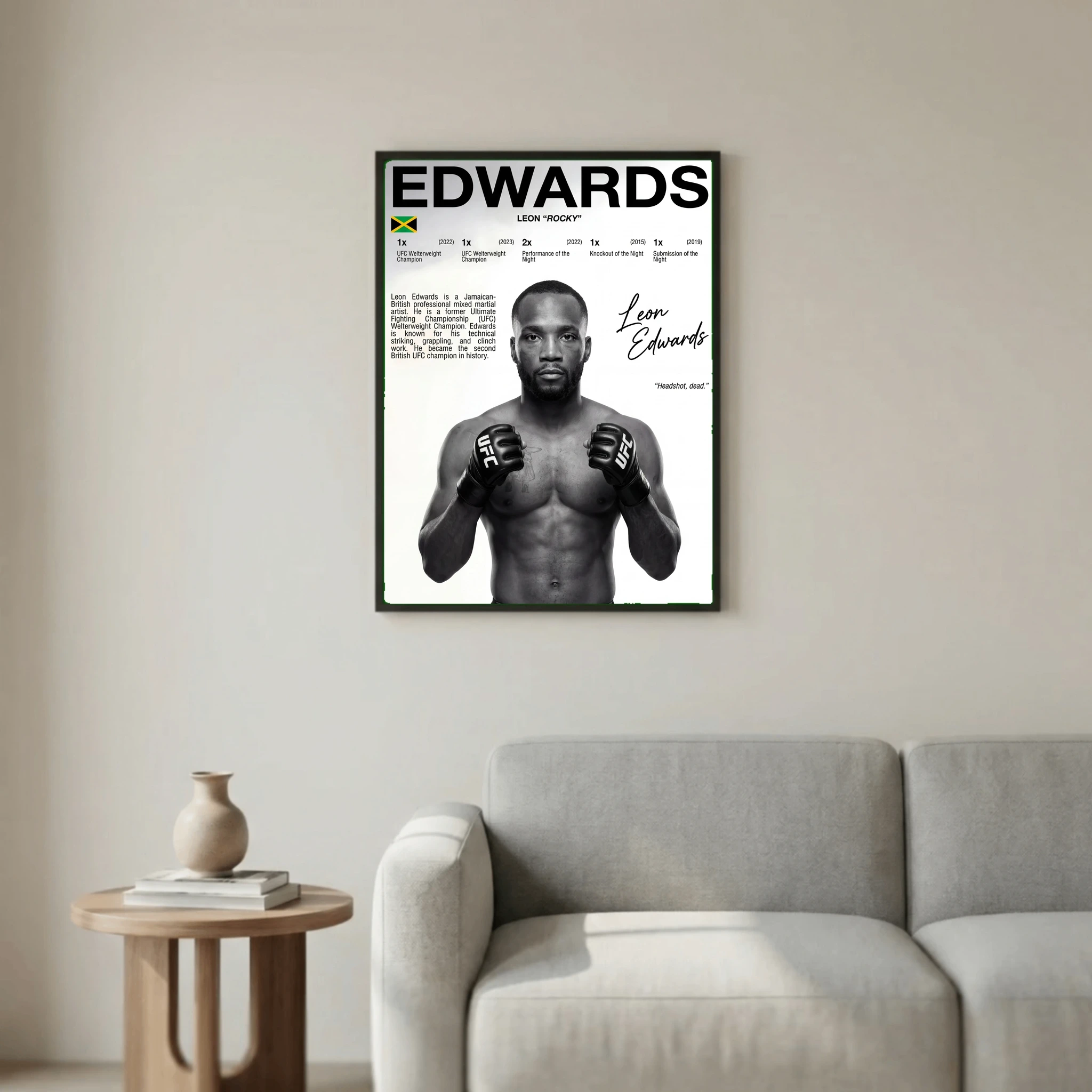 Leon Edwards Rocky Poster – Modern Nature-Inspired Wall Art