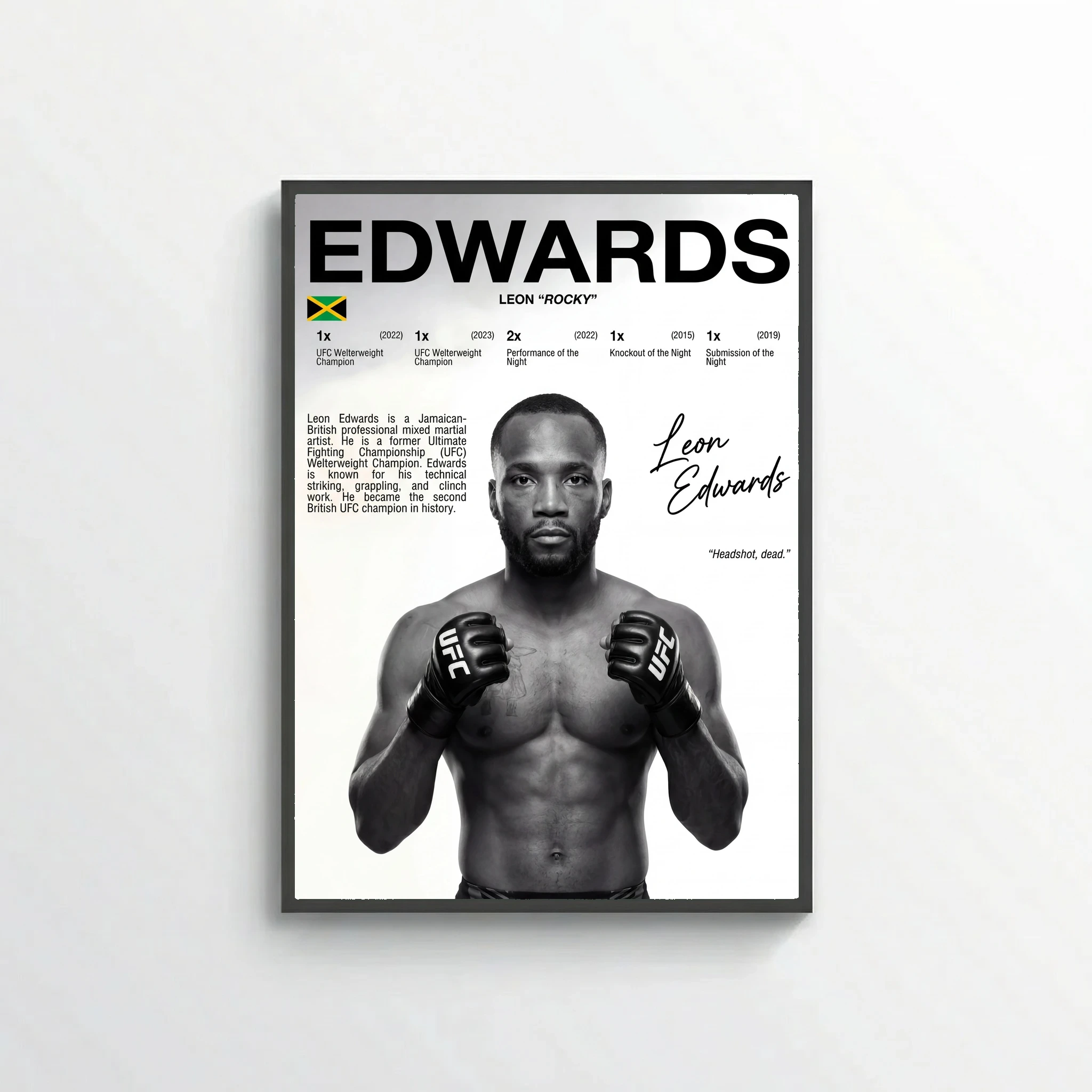 Leon Edwards Rocky Poster – Modern Nature-Inspired Wall Art
