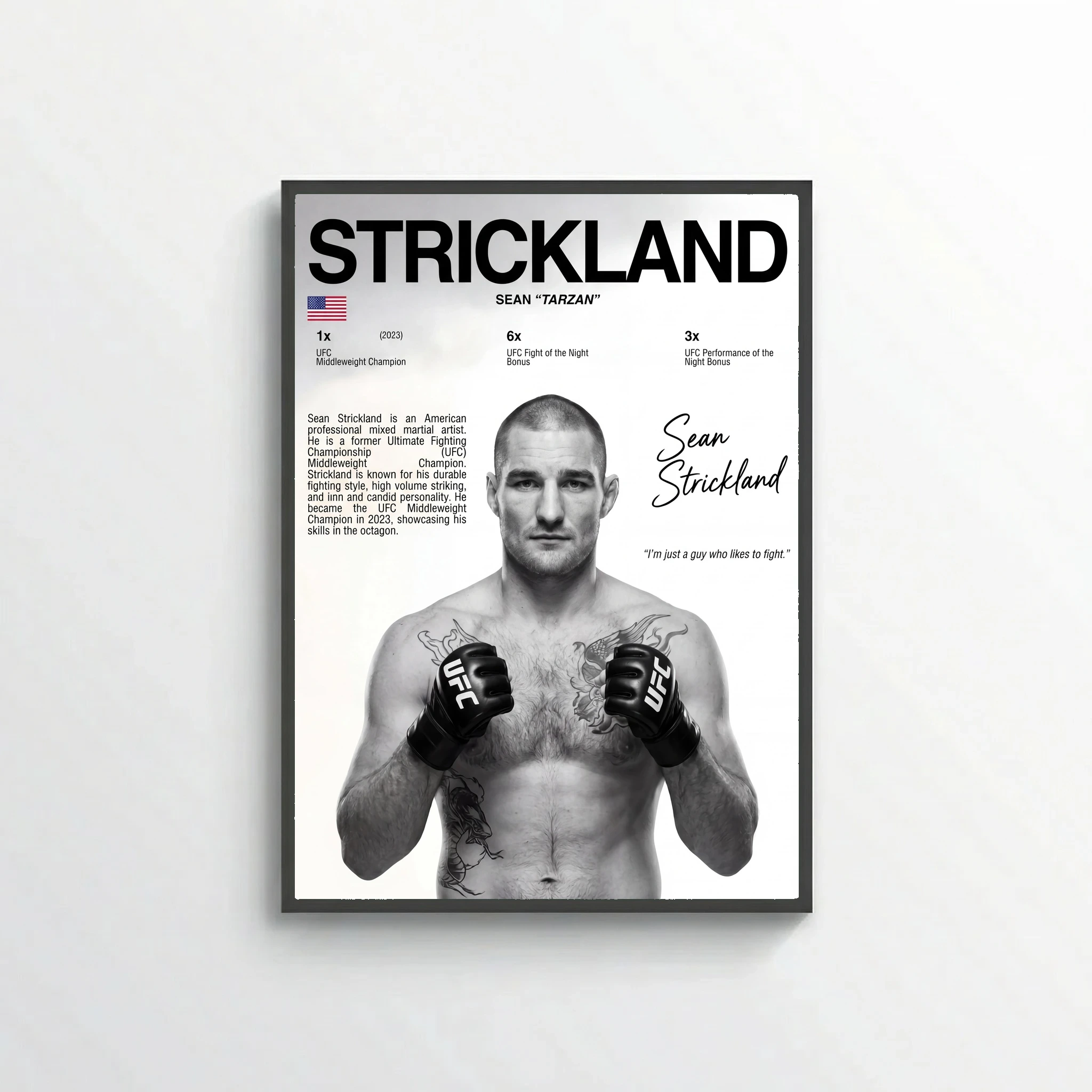 Sean Strickland Poster – Modern MMA-Inspired Wall Art