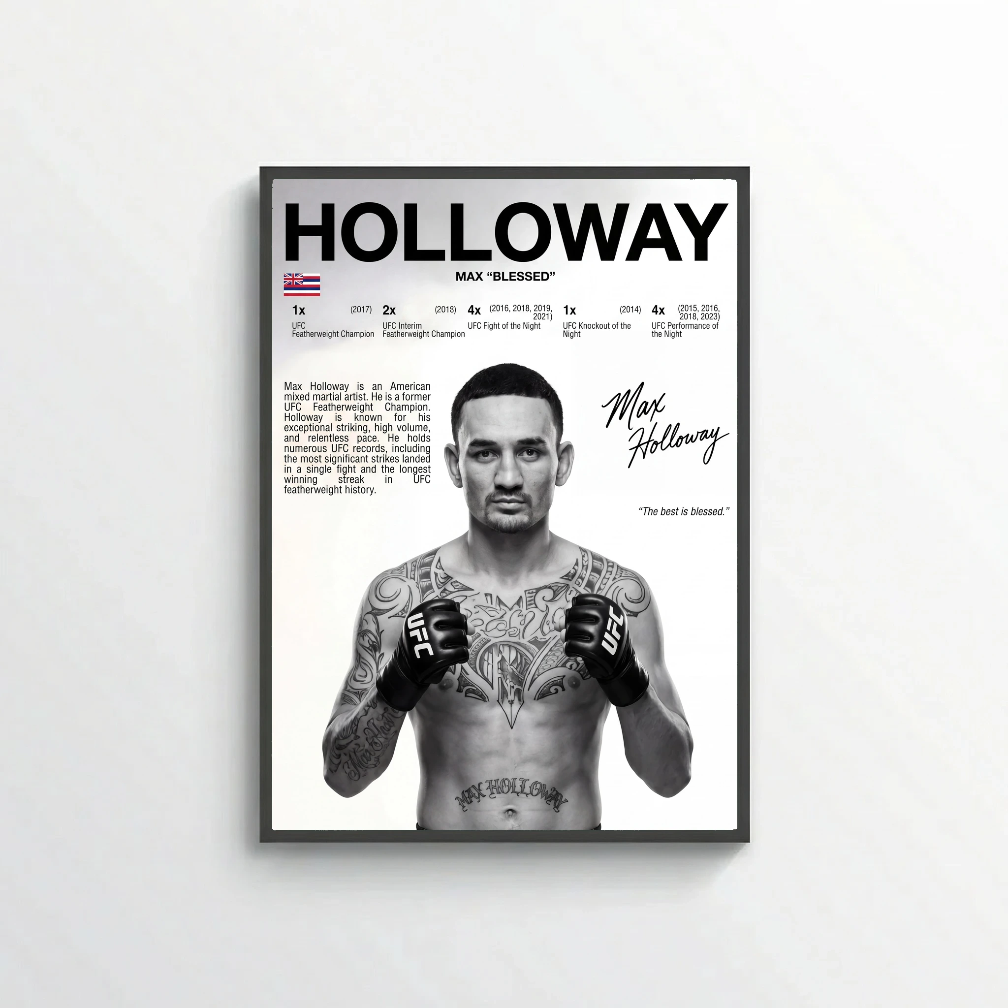 Max Holloway Poster – Modern UFC-Inspired Wall Art Print