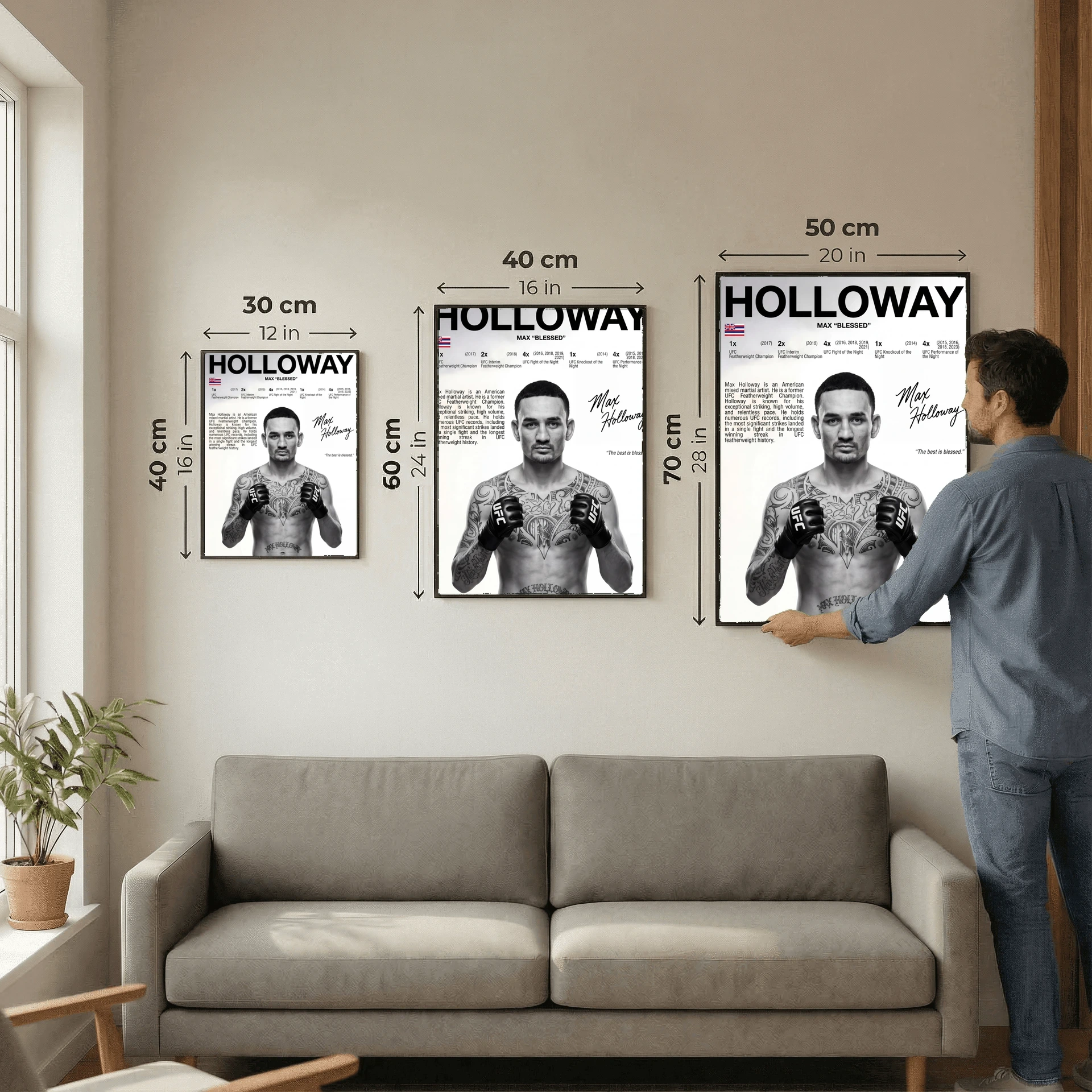 Max Holloway Poster – Modern UFC-Inspired Wall Art Print