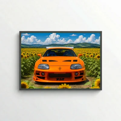 Ultimate Supra MK4 surrounded by charming sunflowers