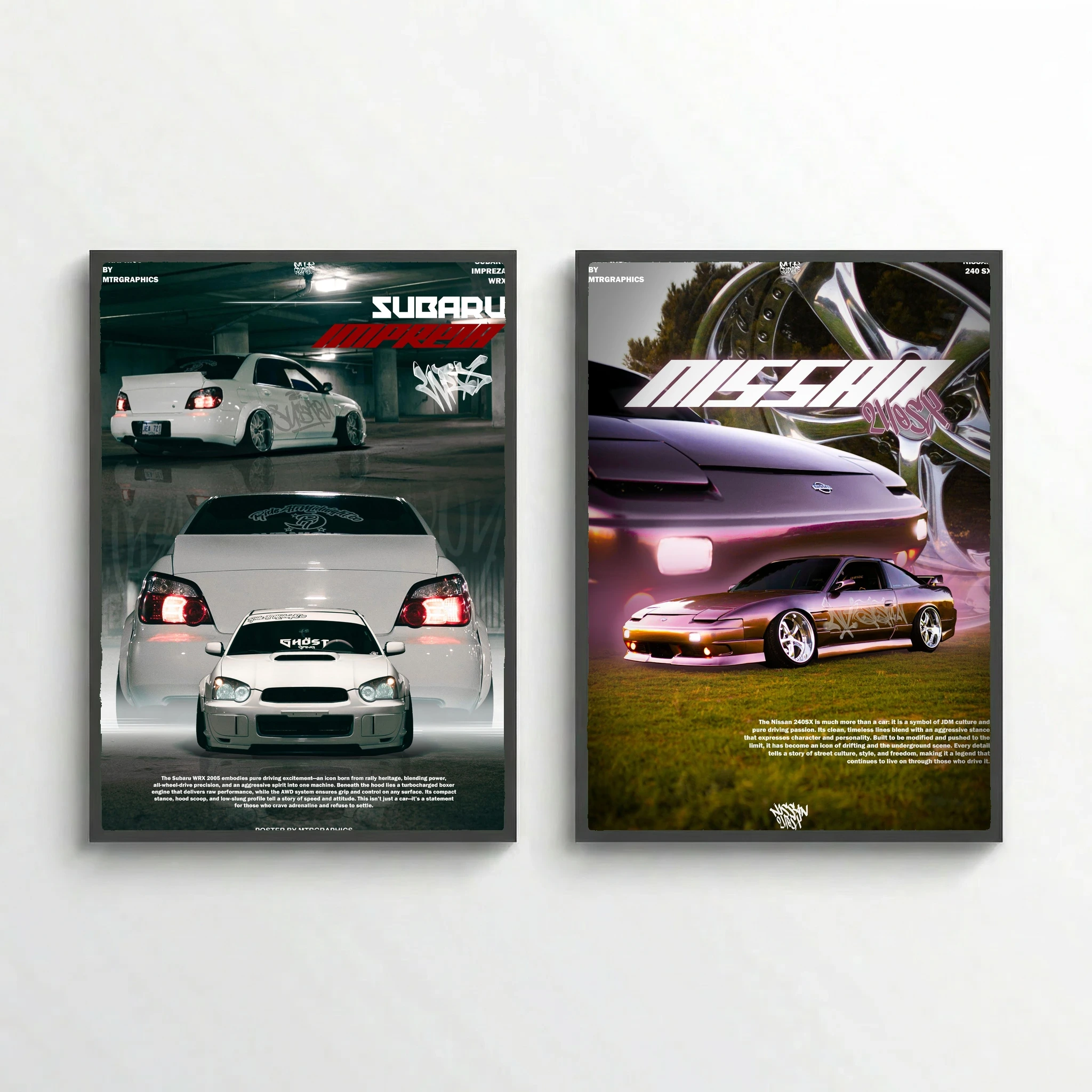 POSTER SET – SUBARU IMPREZA WRX & NISSAN 240SX
