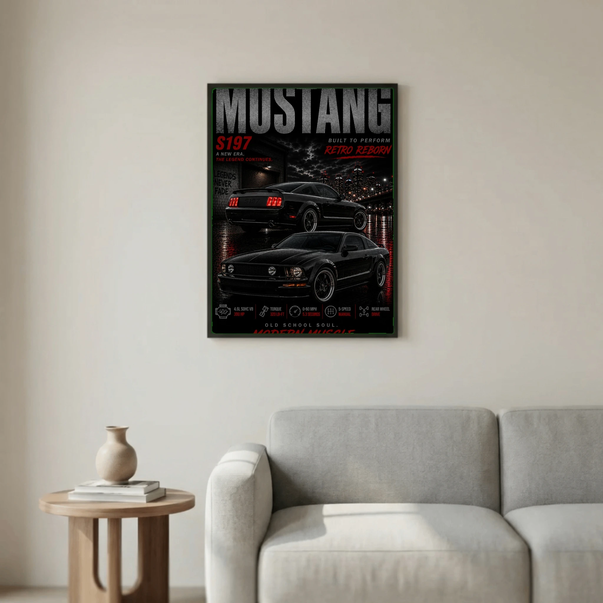 Ford Mustang S197 2005 Poster - Retro Reborn Modern Muscle Car Art
