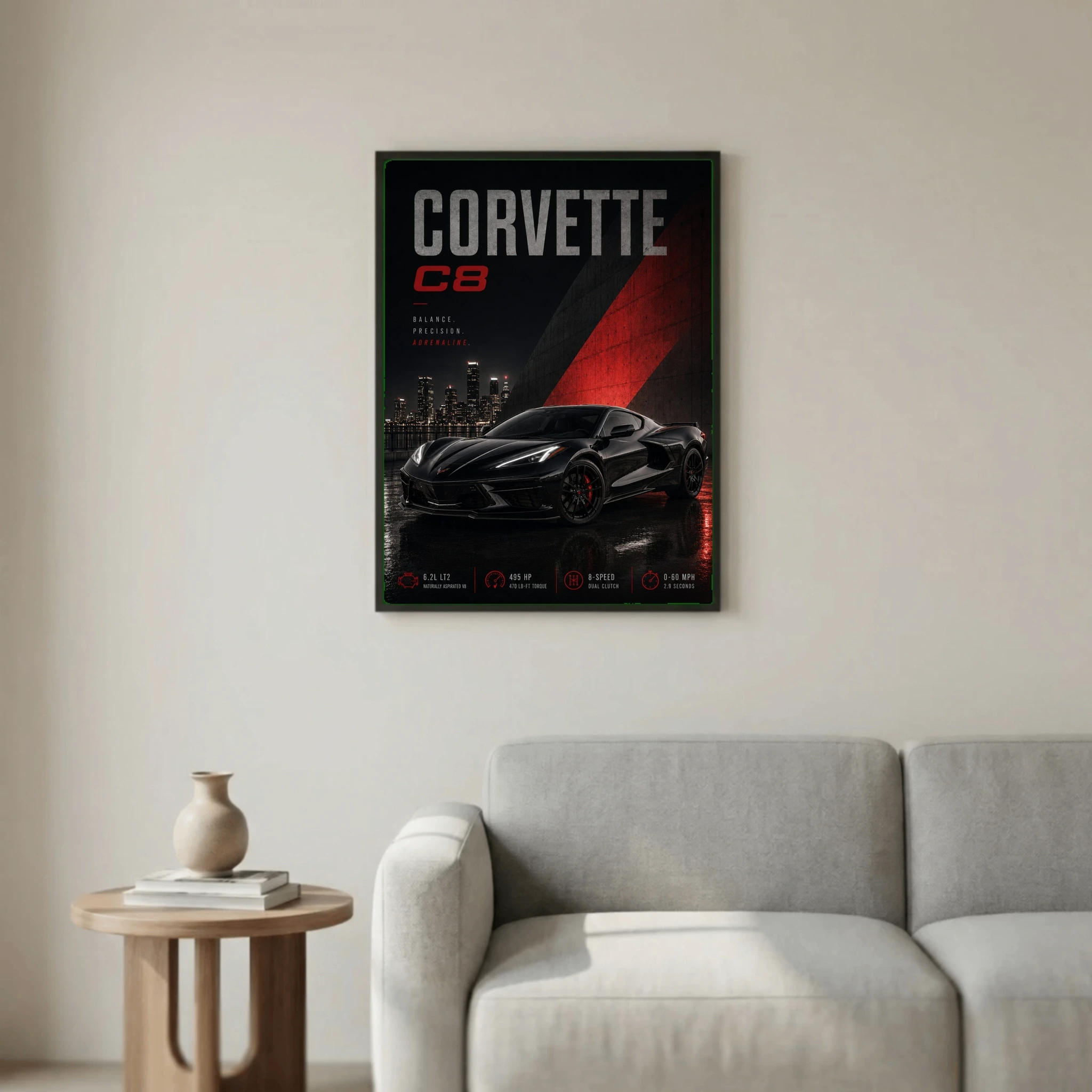 Chevrolet Corvette C8 2020 Poster - Balance Precision Adrenaline Supercar Art