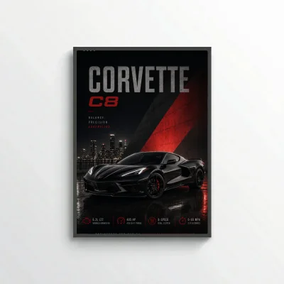 Chevrolet Corvette C8 2020 Poster - Balance Precision Adrenaline Supercar Art