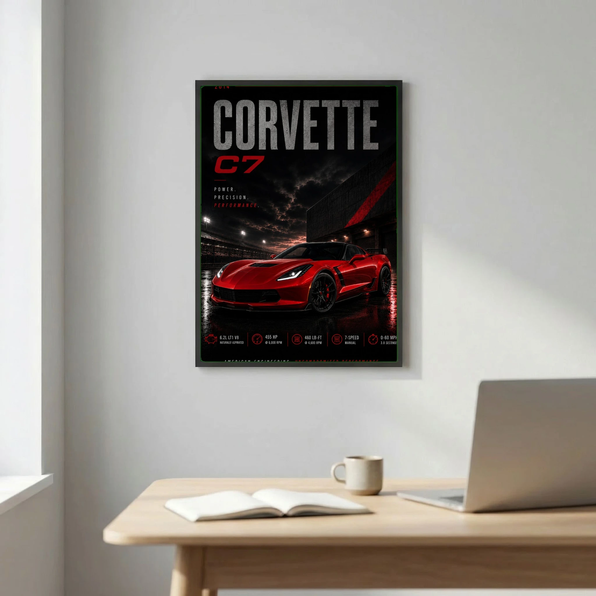 Chevrolet Corvette C7 2014 Poster - American Engineering Sports Car Art