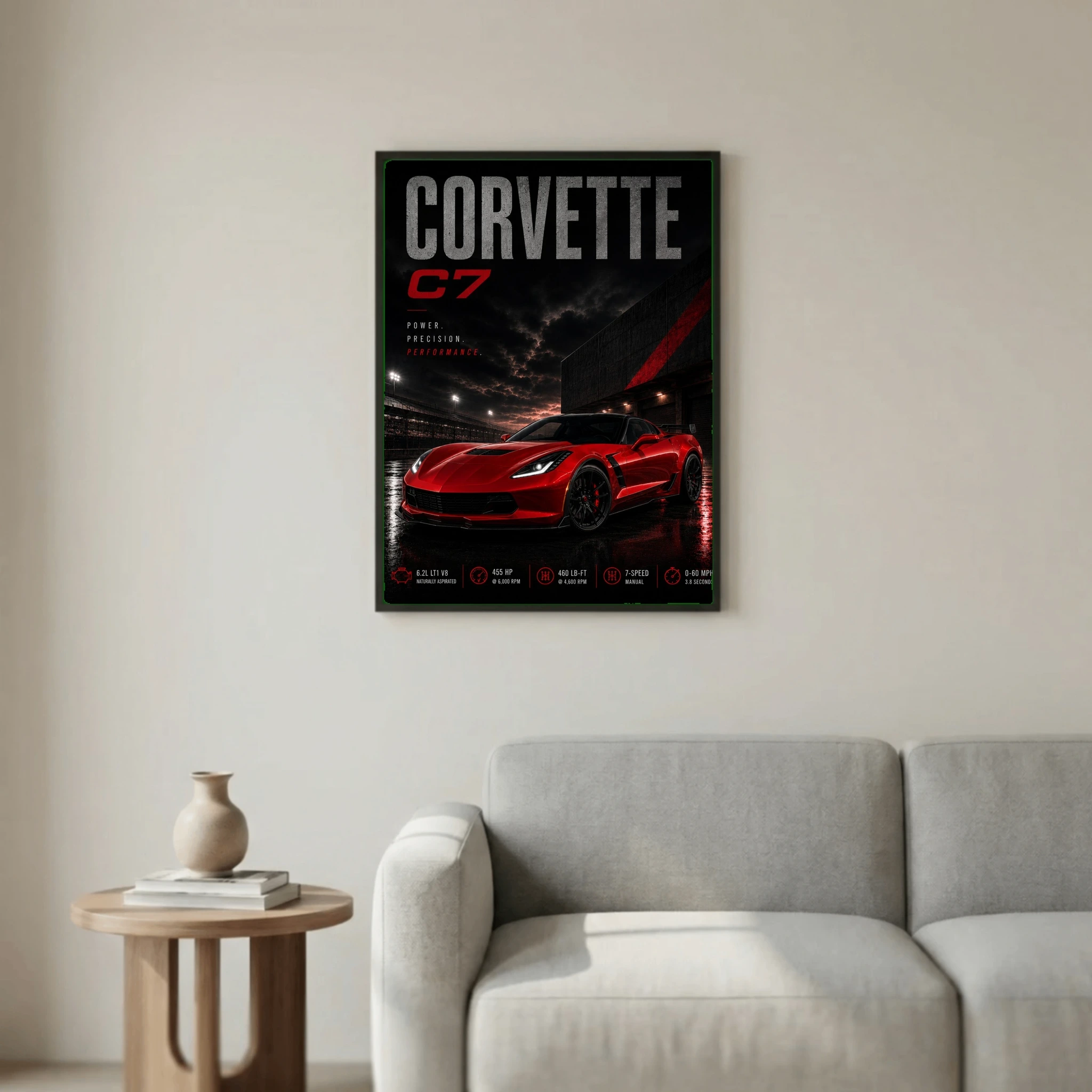 Chevrolet Corvette C7 2014 Poster - American Engineering Sports Car Art
