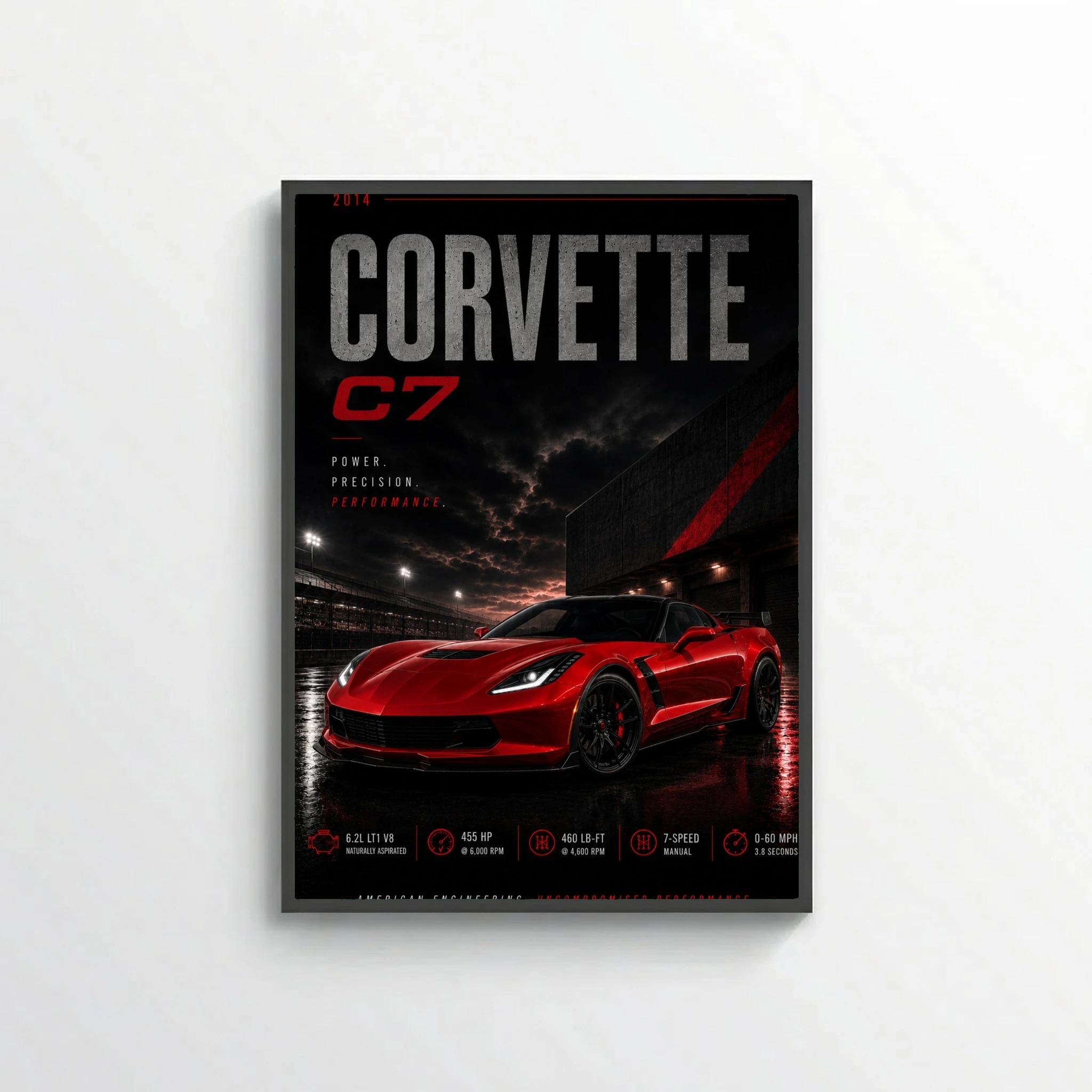 Chevrolet Corvette C7 2014 Poster - American Engineering Sports Car Art