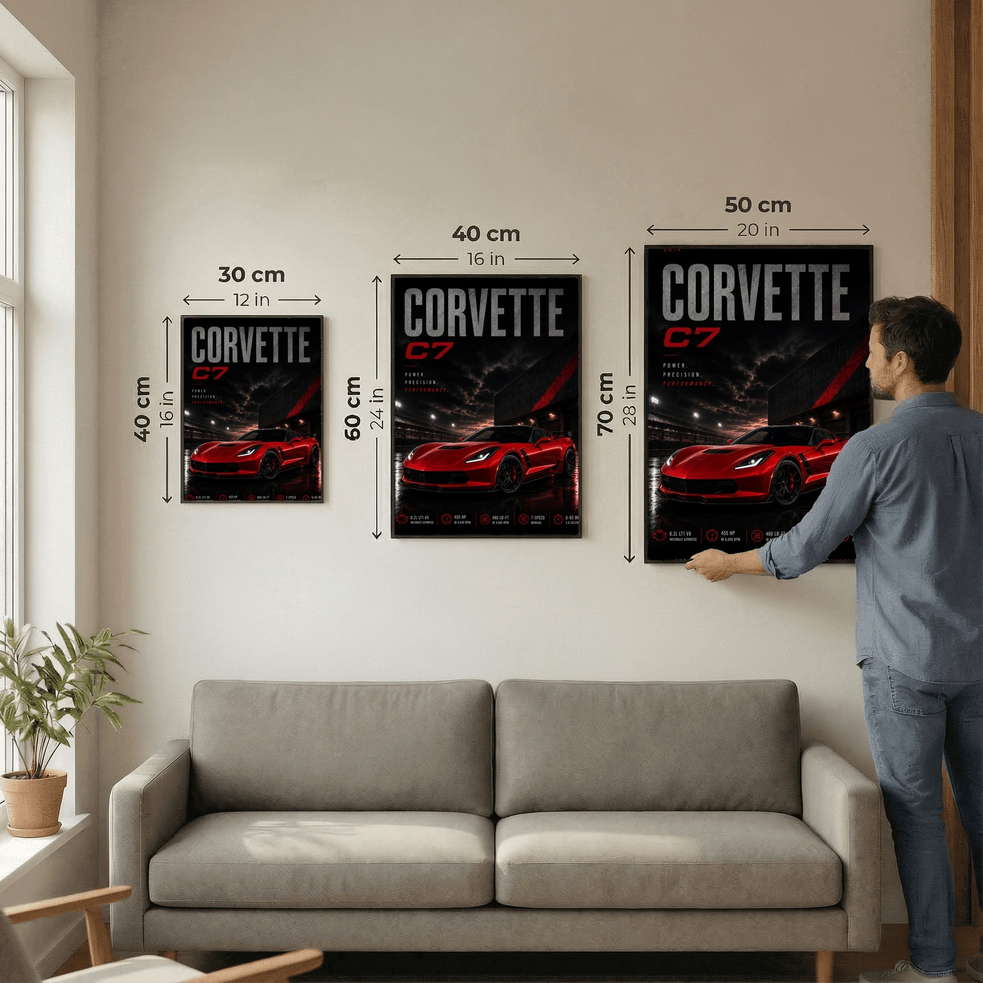 Chevrolet Corvette C7 2014 Poster - American Engineering Sports Car Art