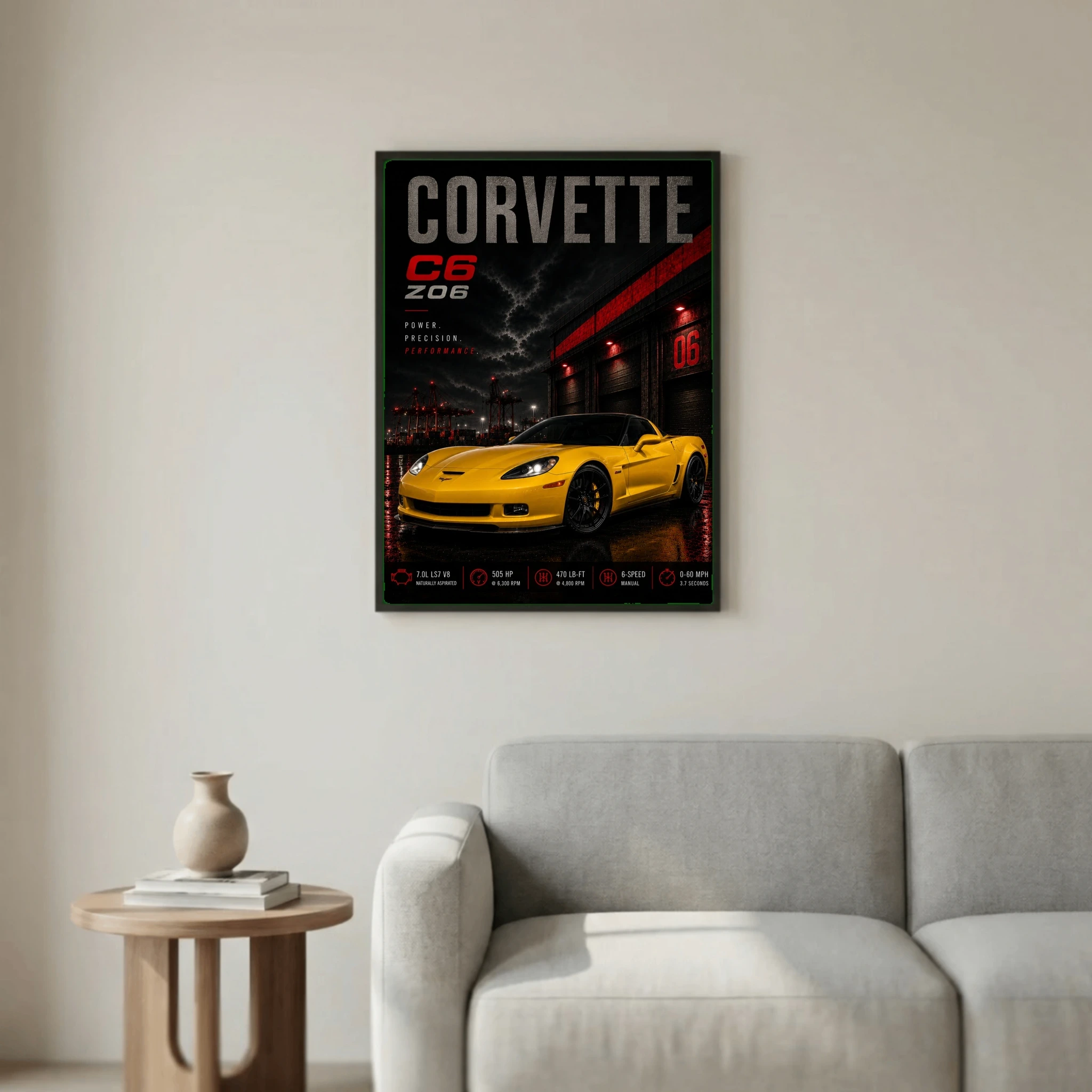 Chevrolet Corvette C6 Z06 2006 Poster - American Engineering Supercar Art