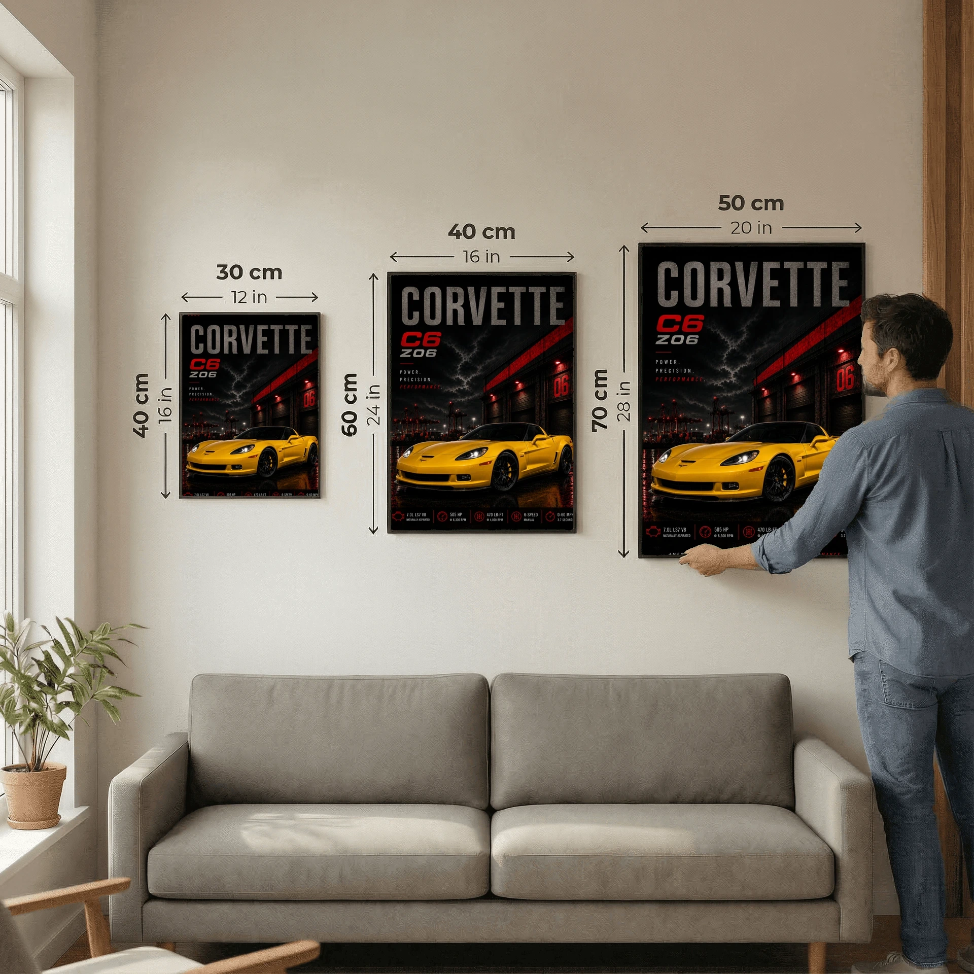 Chevrolet Corvette C6 Z06 2006 Poster - American Engineering Supercar Art