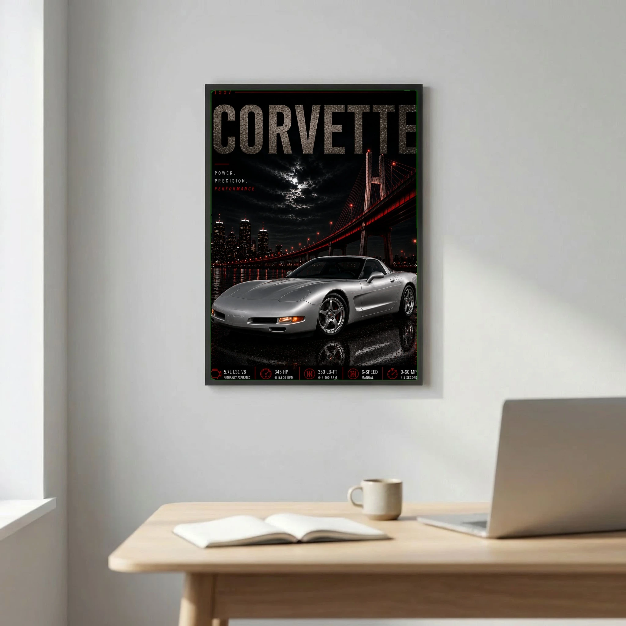 Chevrolet Corvette C5 1997 Poster - American Engineering Classic Car Art