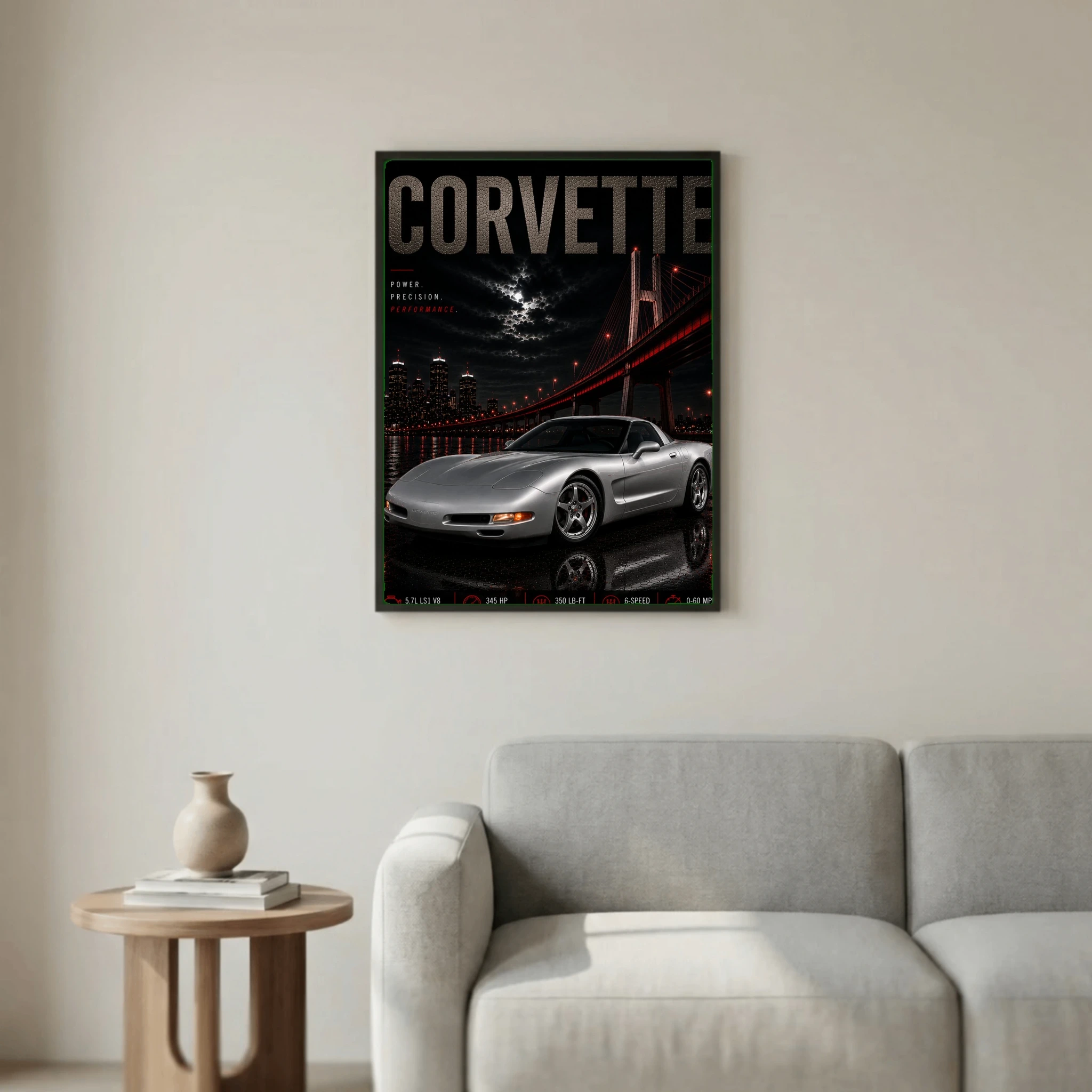 Chevrolet Corvette C5 1997 Poster - American Engineering Classic Car Art