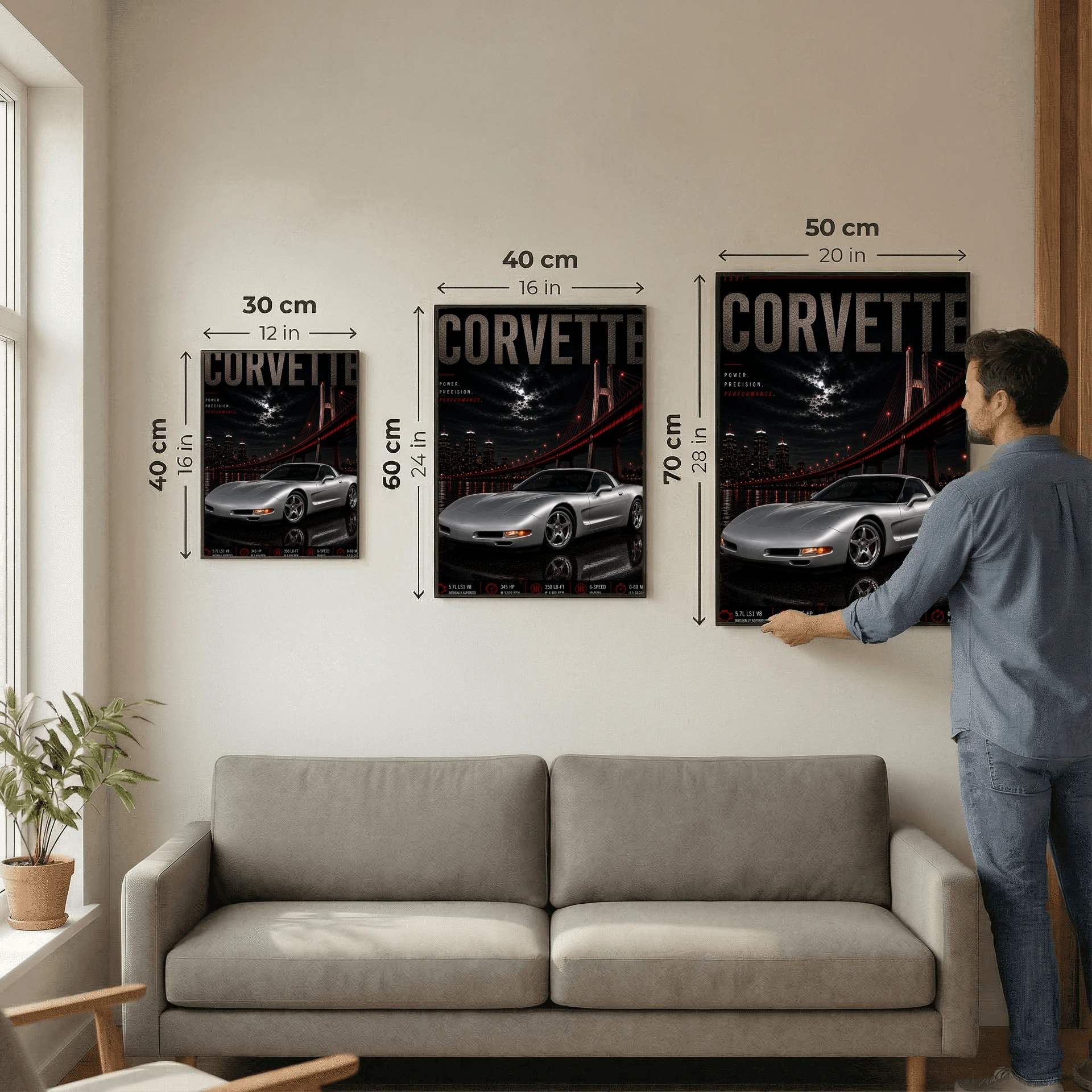 Chevrolet Corvette C5 1997 Poster - American Engineering Classic Car Art