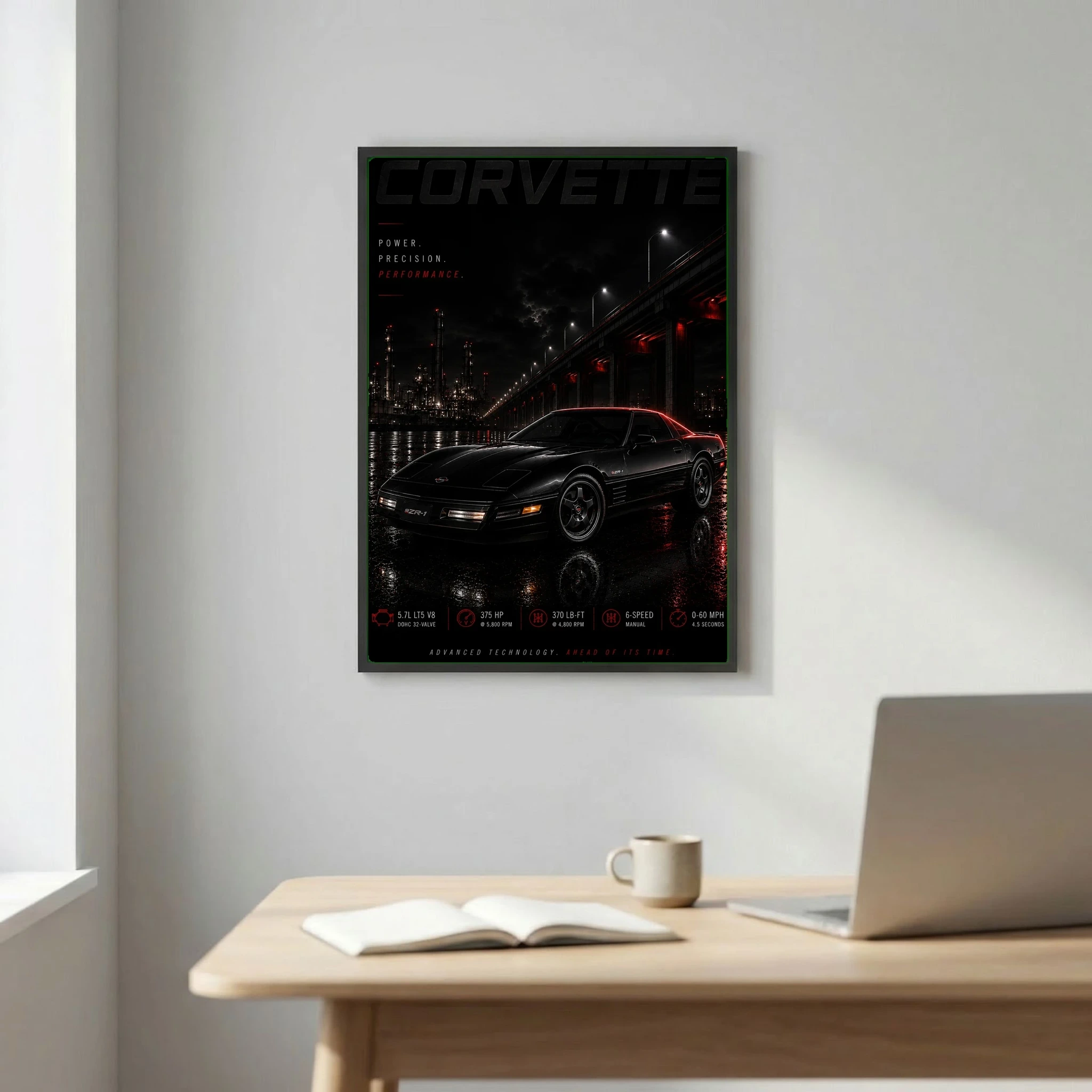 Chevrolet Corvette C4 ZR-1 1990 Poster - Advanced Technology Retro Car Art