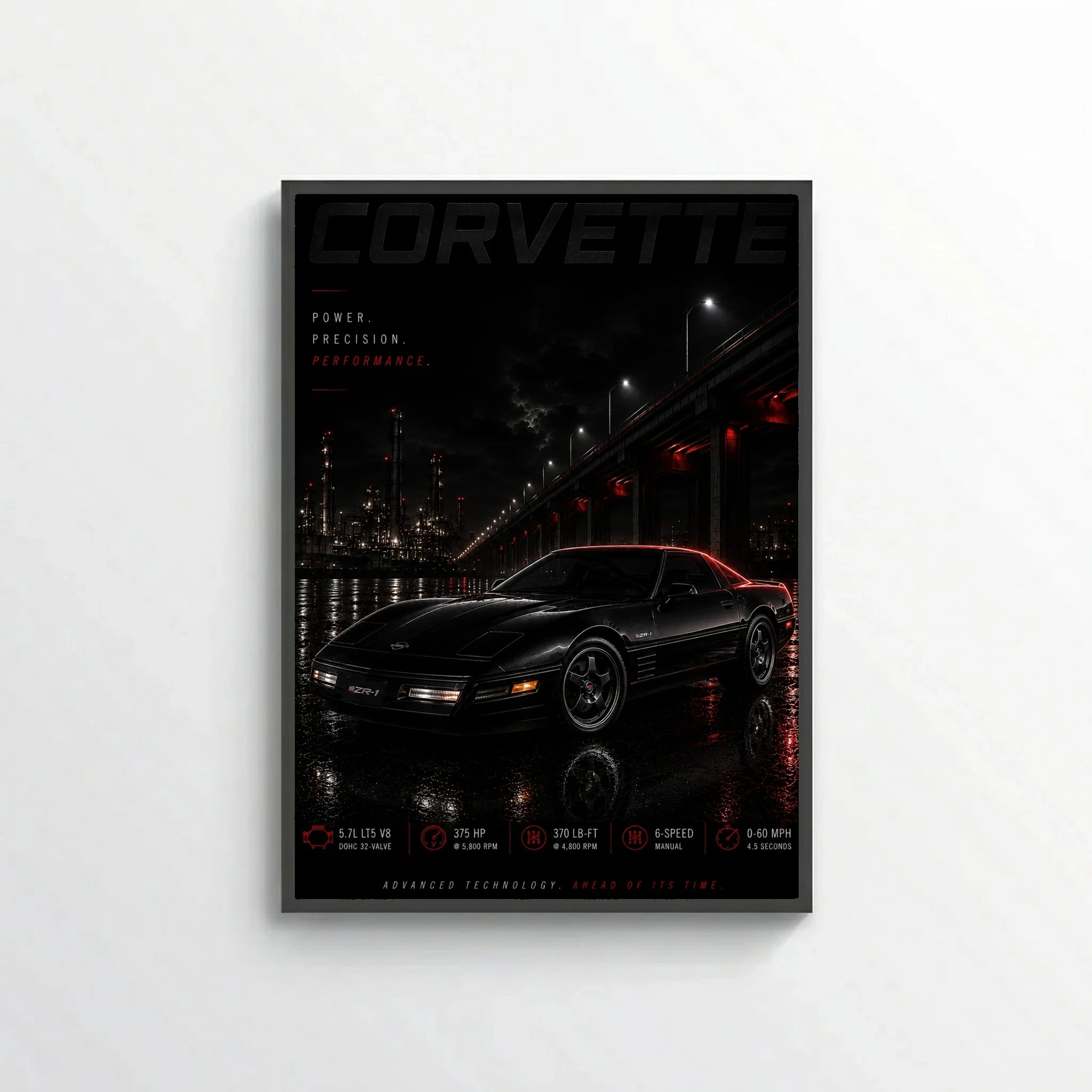 Chevrolet Corvette C4 ZR-1 1990 Poster - Advanced Technology Retro Car Art