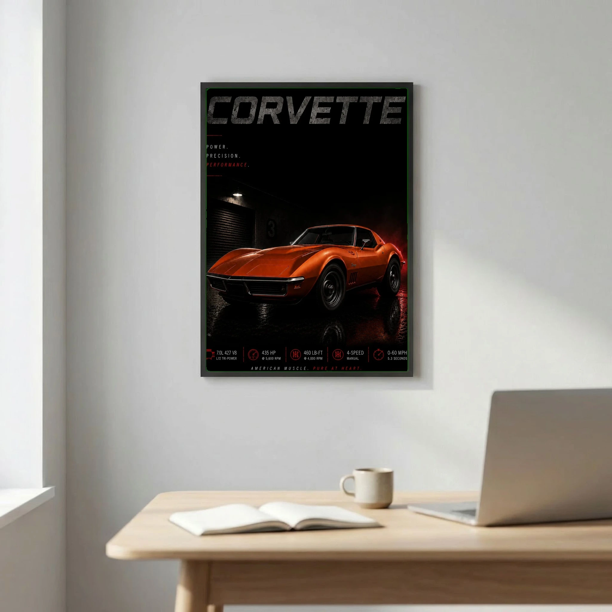 Chevrolet Corvette C3 Stingray 1969 Poster - American Muscle Vintage Car Art