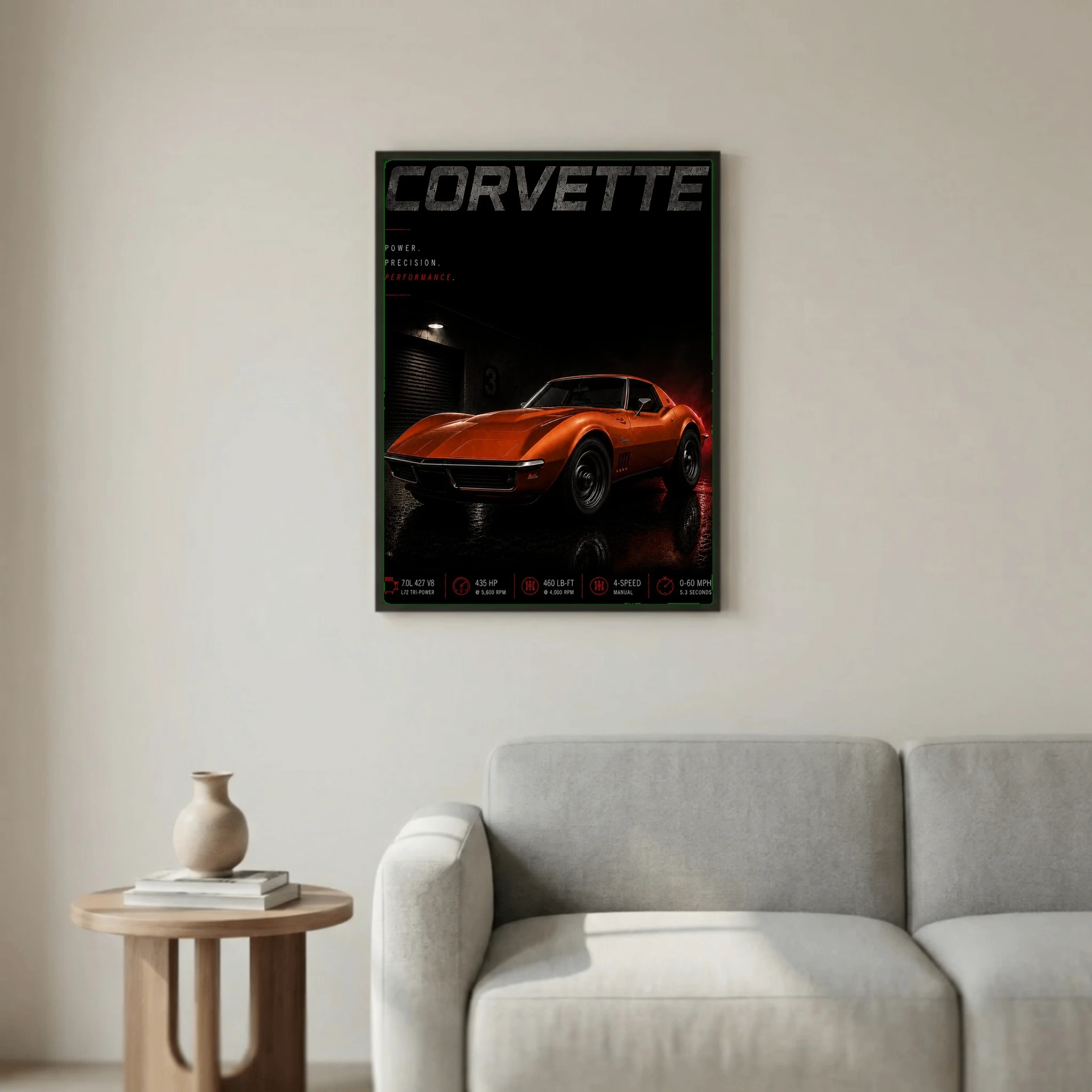 Chevrolet Corvette C3 Stingray 1969 Poster - American Muscle Vintage Car Art