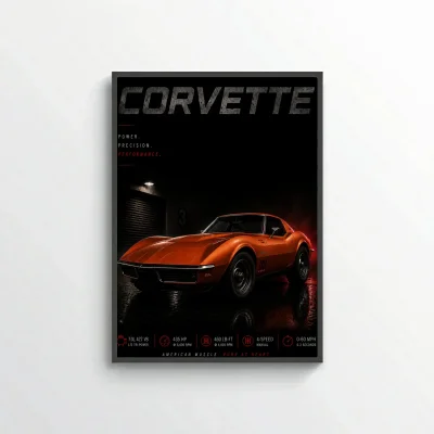 Chevrolet Corvette C3 Stingray 1969 Poster - American Muscle Vintage Car Art