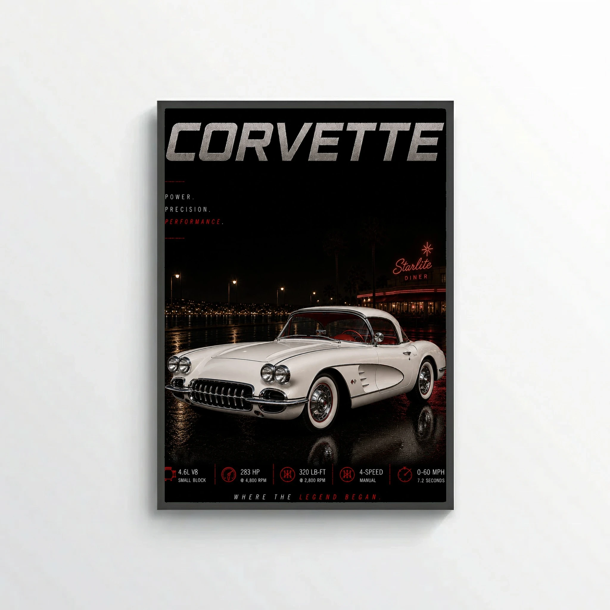 Chevrolet Corvette C1 1958 Poster - Where The Legend Began Vintage Car Art