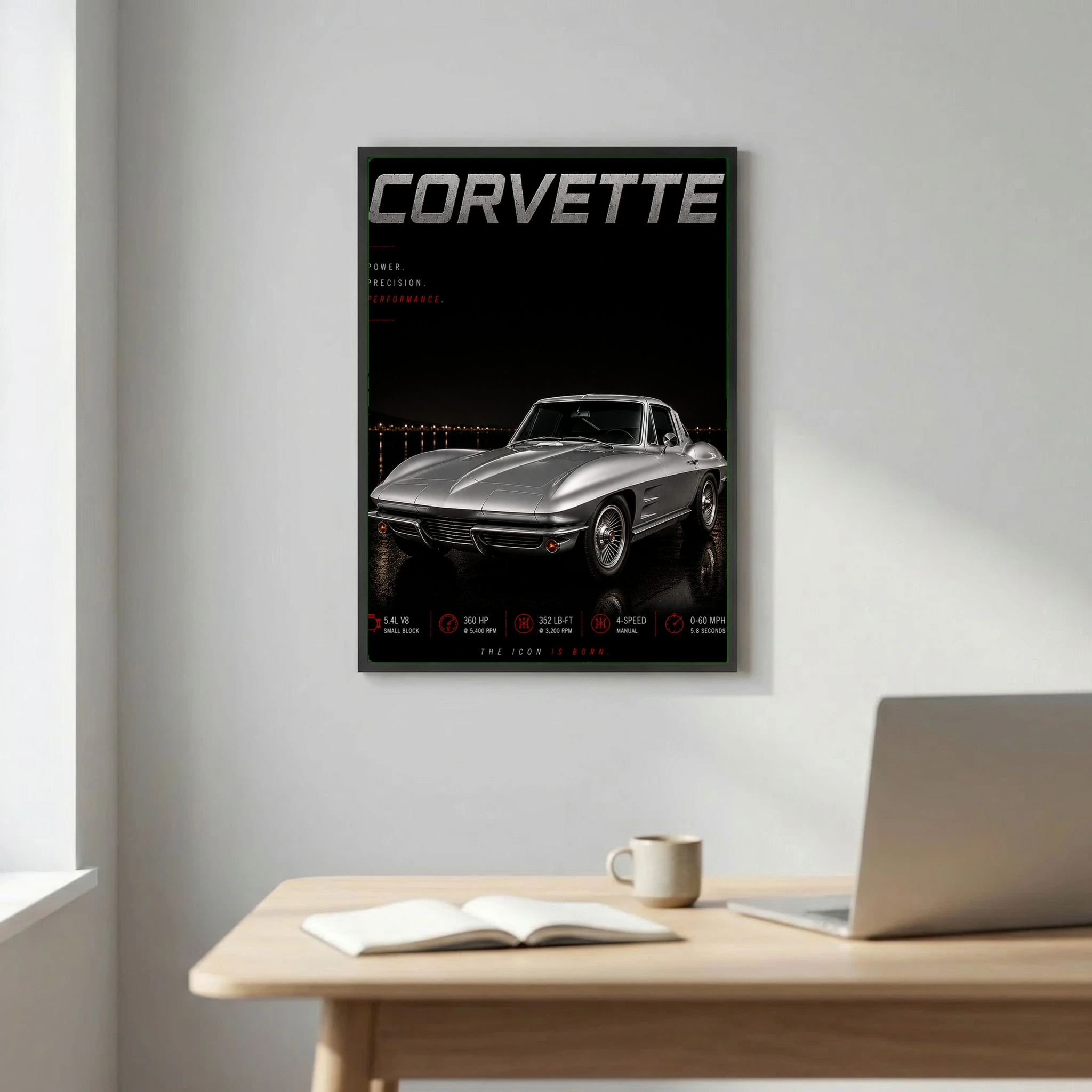 Chevrolet Corvette C2 Sting Ray 1963 Poster - The Icon Is Born Vintage Car Art