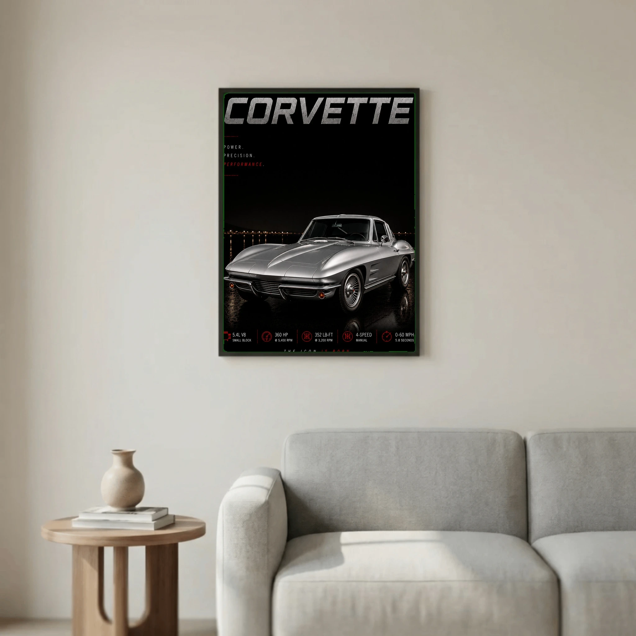 Chevrolet Corvette C2 Sting Ray 1963 Poster - The Icon Is Born Vintage Car Art