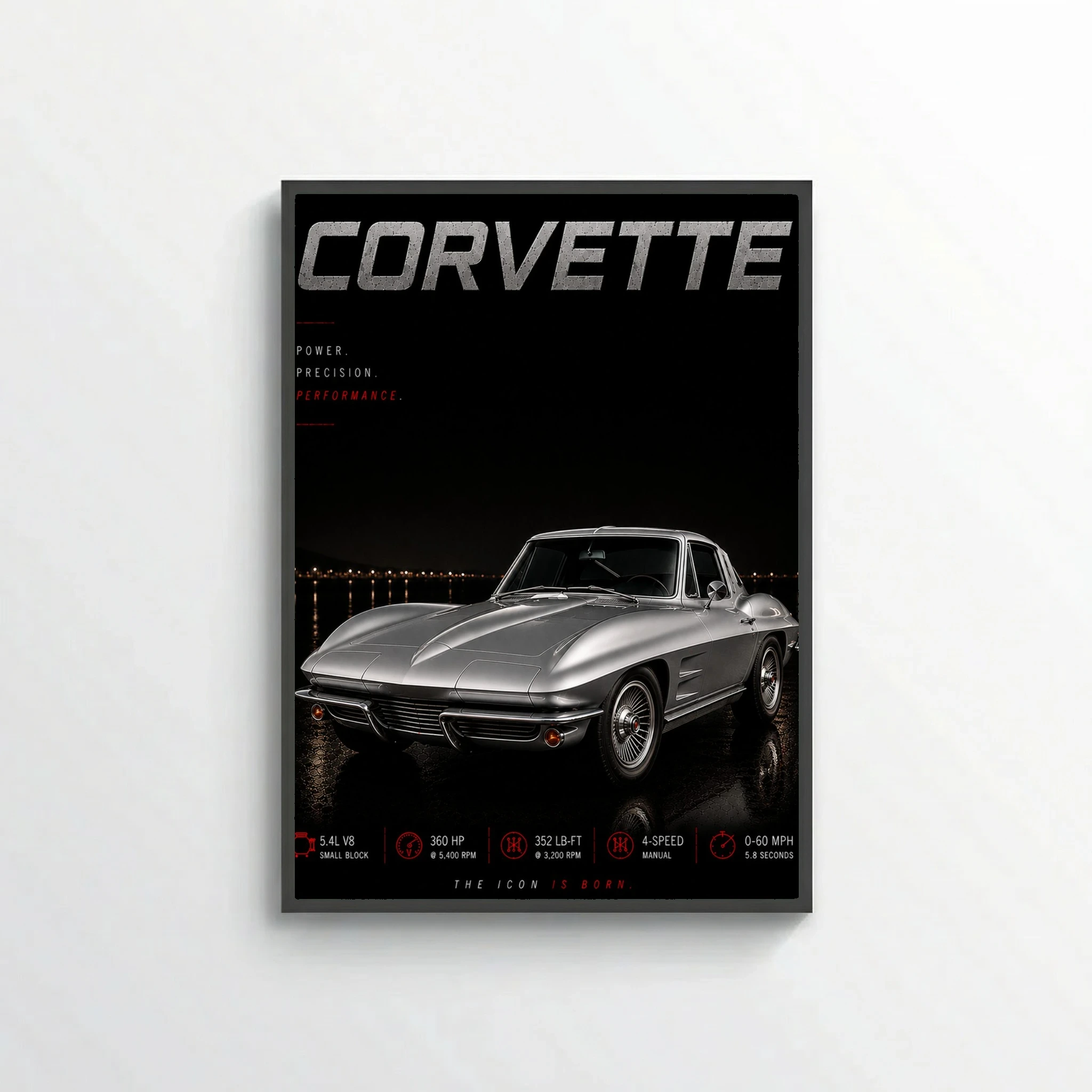 Chevrolet Corvette C2 Sting Ray 1963 Poster - The Icon Is Born Vintage Car Art