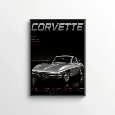 Chevrolet Corvette C2 Sting Ray 1963 Poster - The Icon Is Born Vintage Car Art