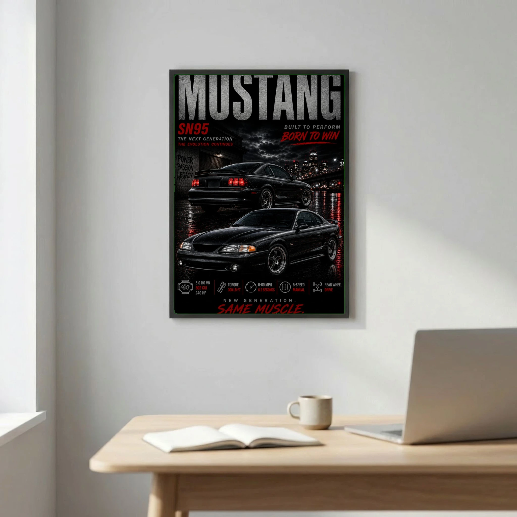 Ford Mustang SN95 1995 Poster - Pure American Muscle Car Art