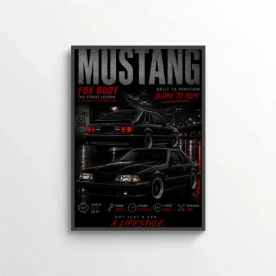 Ford Mustang Fox Body 1990 Poster - Pure American Muscle Street Legend Art