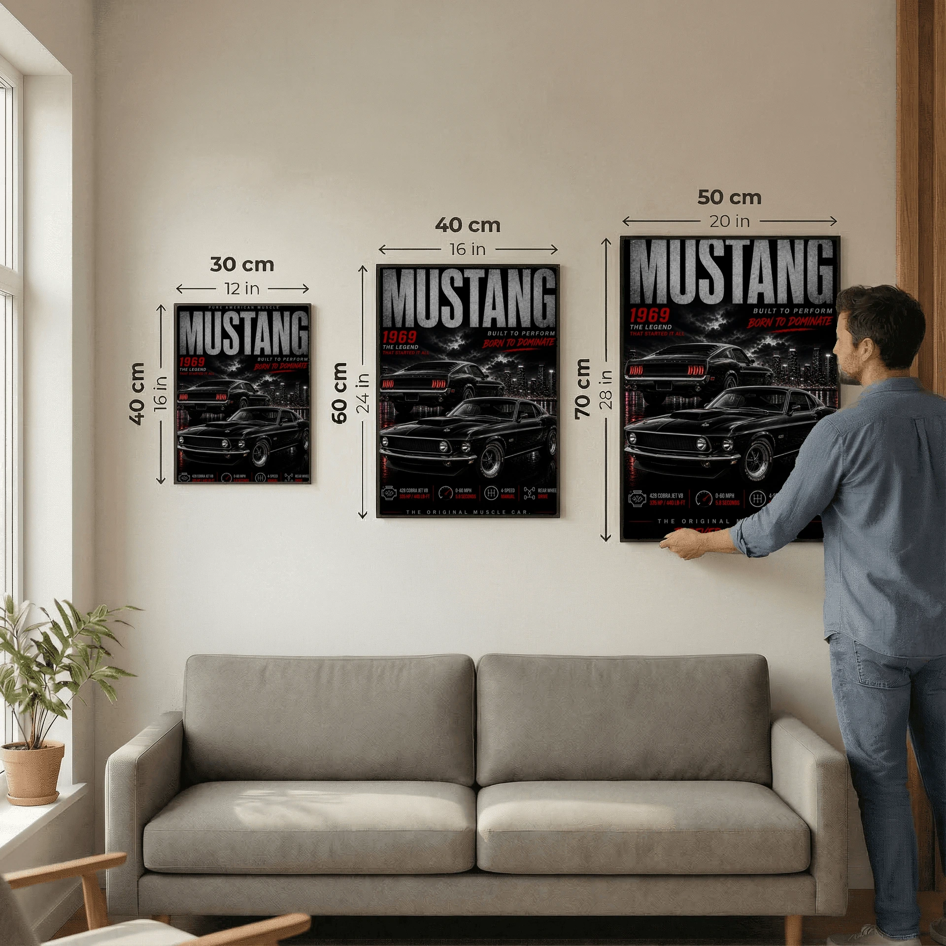 Ford Mustang 1969 Poster - 428 Cobra Jet Pure American Muscle Car Art