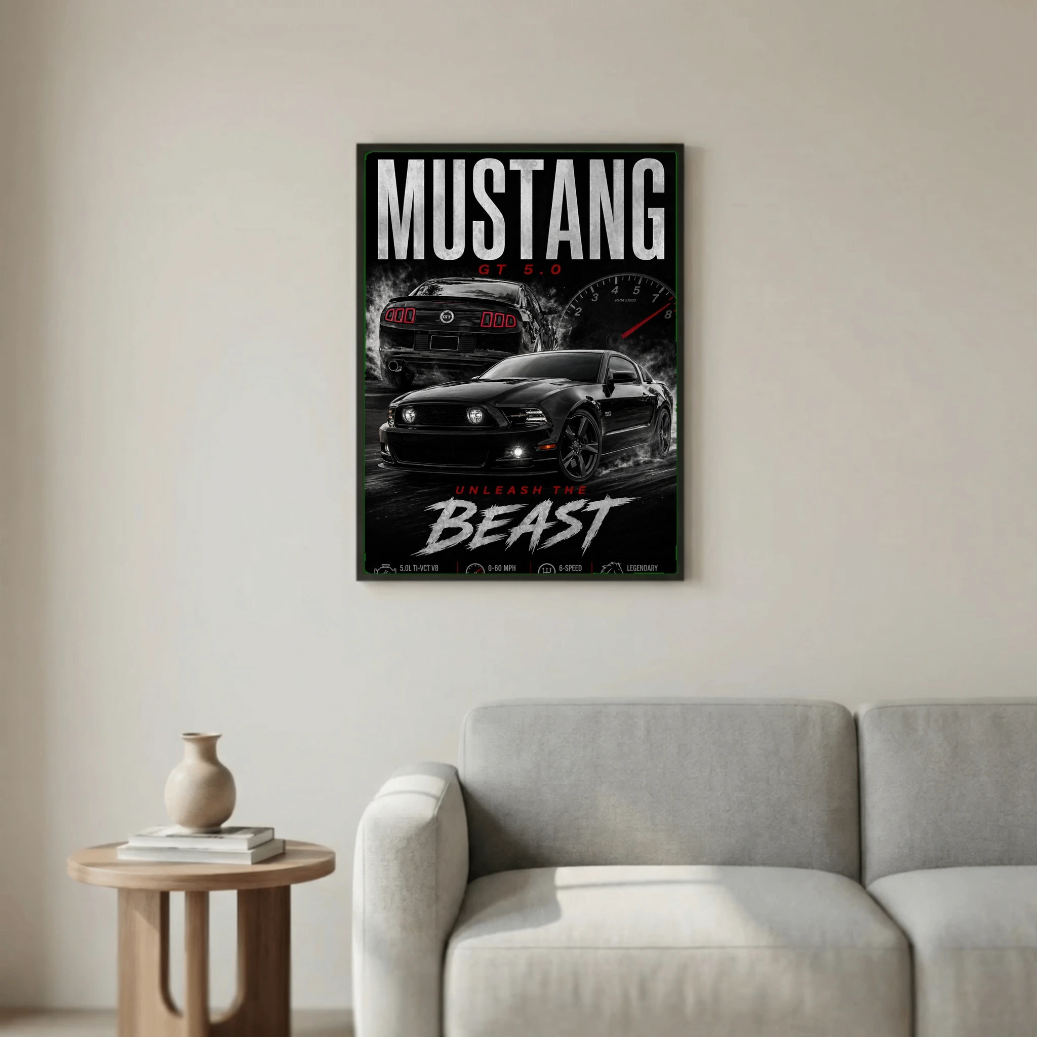 Ford Mustang GT 5.0 2013 Poster - Unleash The Beast Muscle Car Art