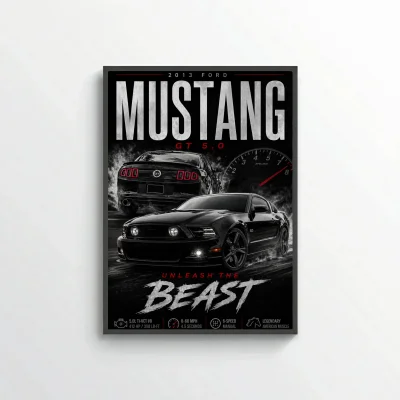 Ford Mustang GT 5.0 2013 Poster - Unleash The Beast Muscle Car Art